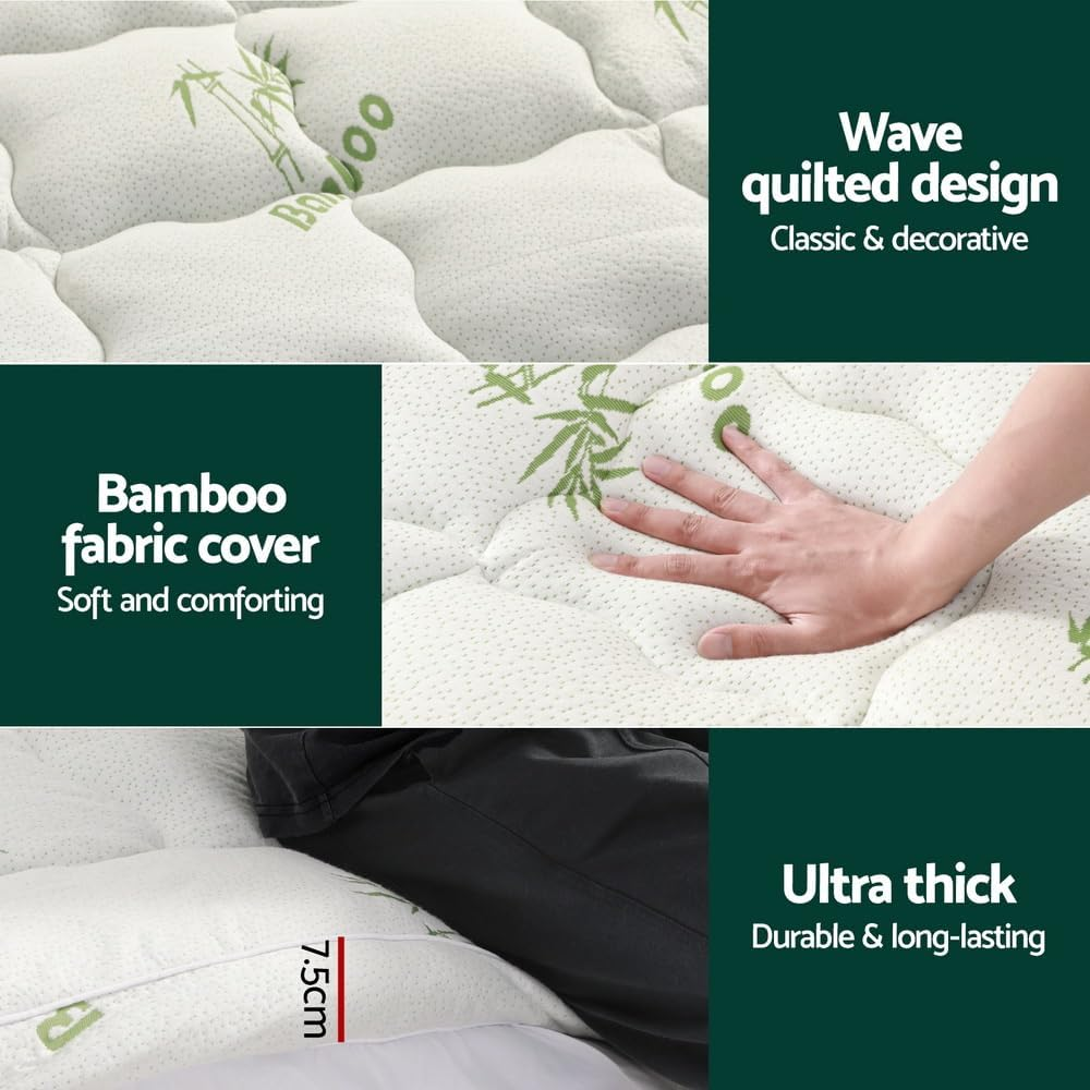 Giselle Bedding Mattress Topper Bamboo Fibre Cover Pillowtop Protector Double image number 4