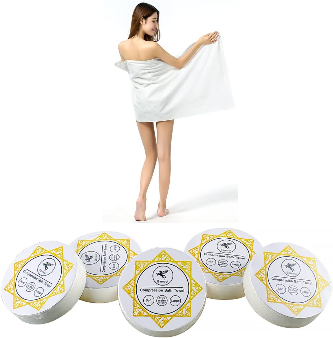 Compressed Towel Tablets Travel Towels Disposable Large Reusable 55X28 Inch for Camping Sports Hiking Beach Swim (55X28 Inch) image number 1