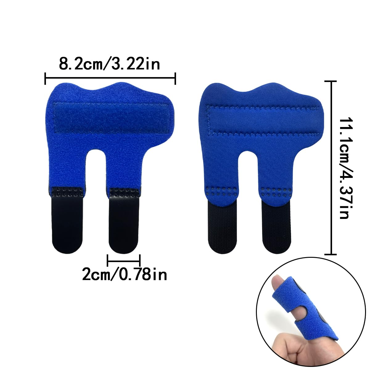 Finger Splints, 2 PCS Adjustable Finger Support Braces for Finger Knuckle Joint Fixation (Blue) image number 5