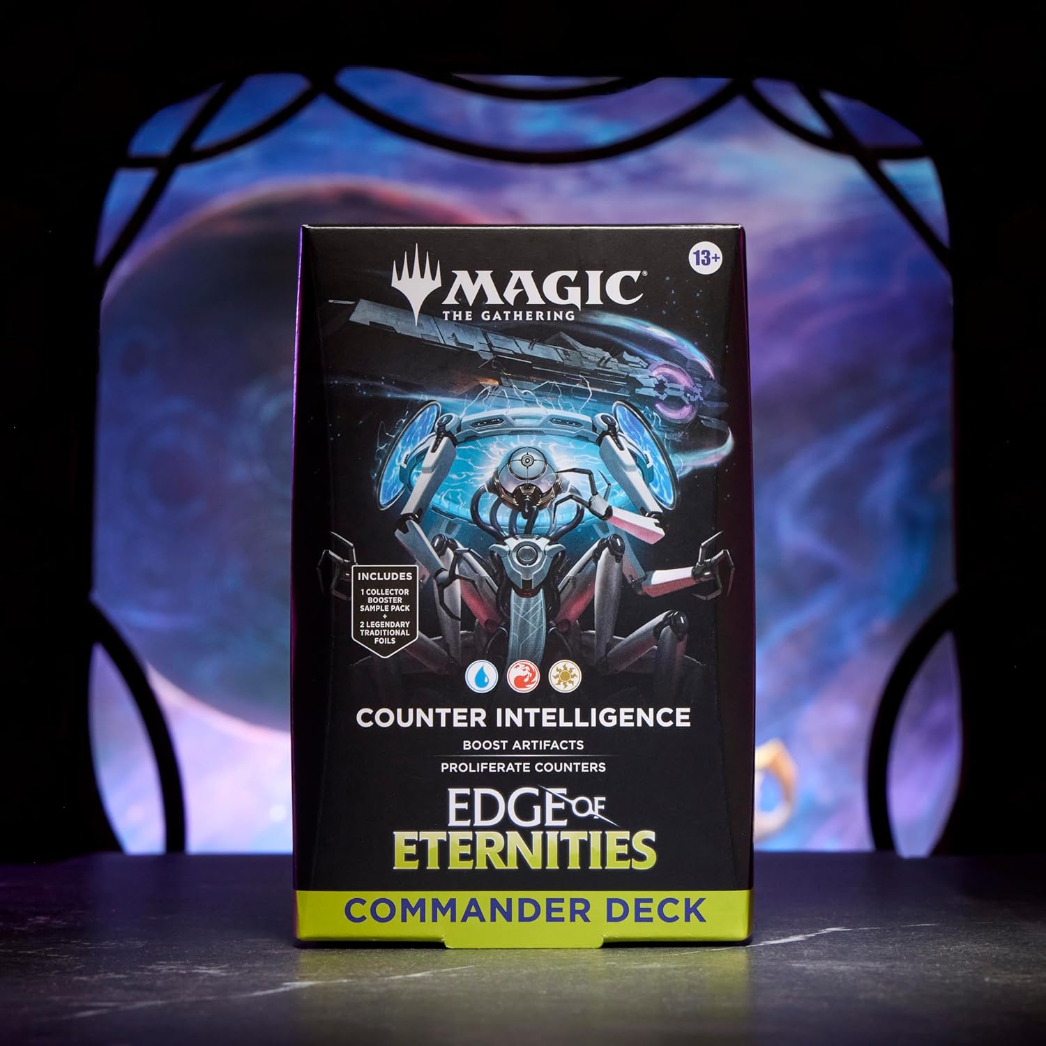 Magic: the Gathering Edge of Eternities Commander Deck - Counter Intelligence (100-Card Deck, 2-Card Collector Booster Sample Pack + Accessories) image number 1