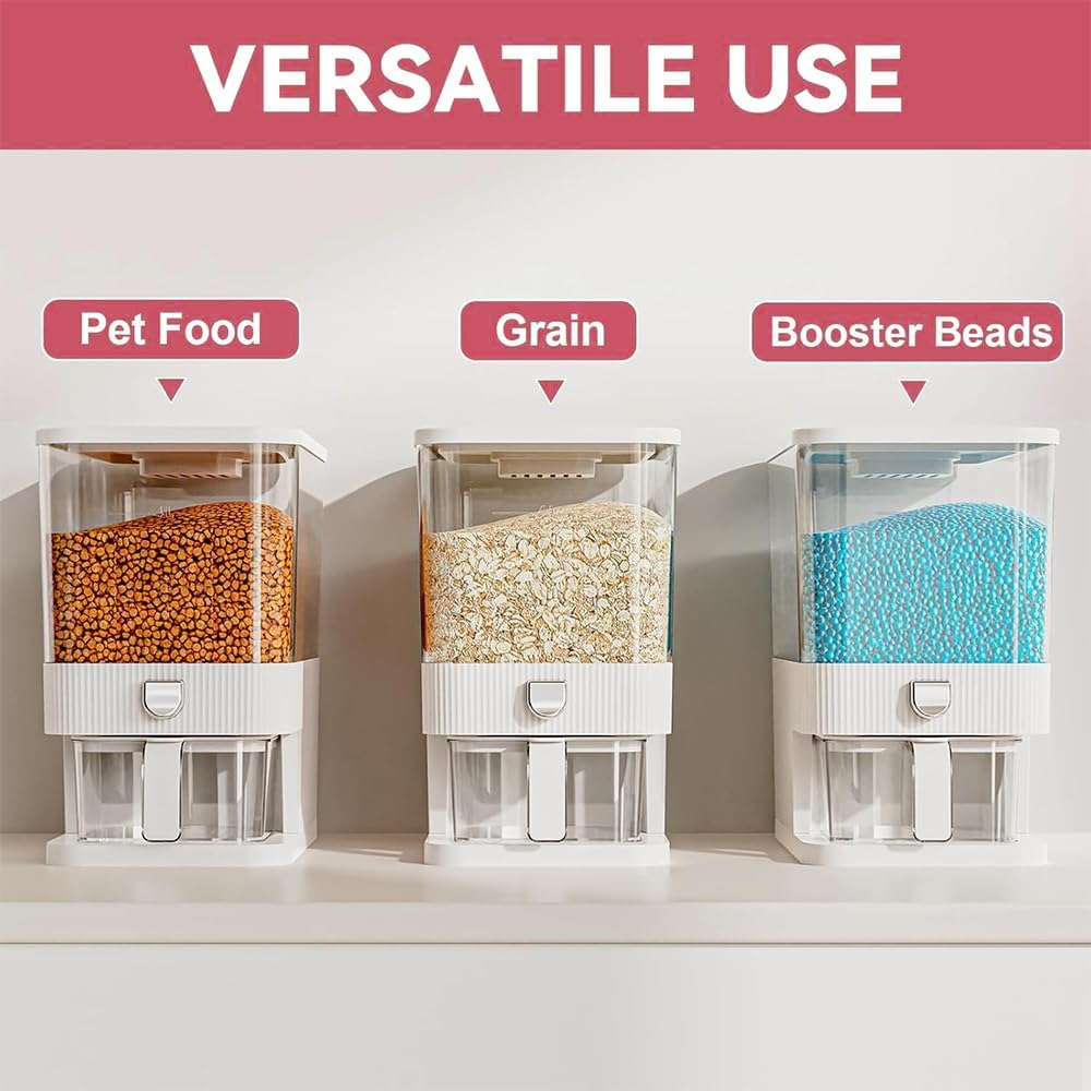 Rice Dispenser, Cereal Snack Storage Container Bucket with Large Measuring Cylinder Rice Cup for Home Kitchen Food Sealed Storage to Preserve Rice, Soybeans and Sugar Etc (Medium) image number 1