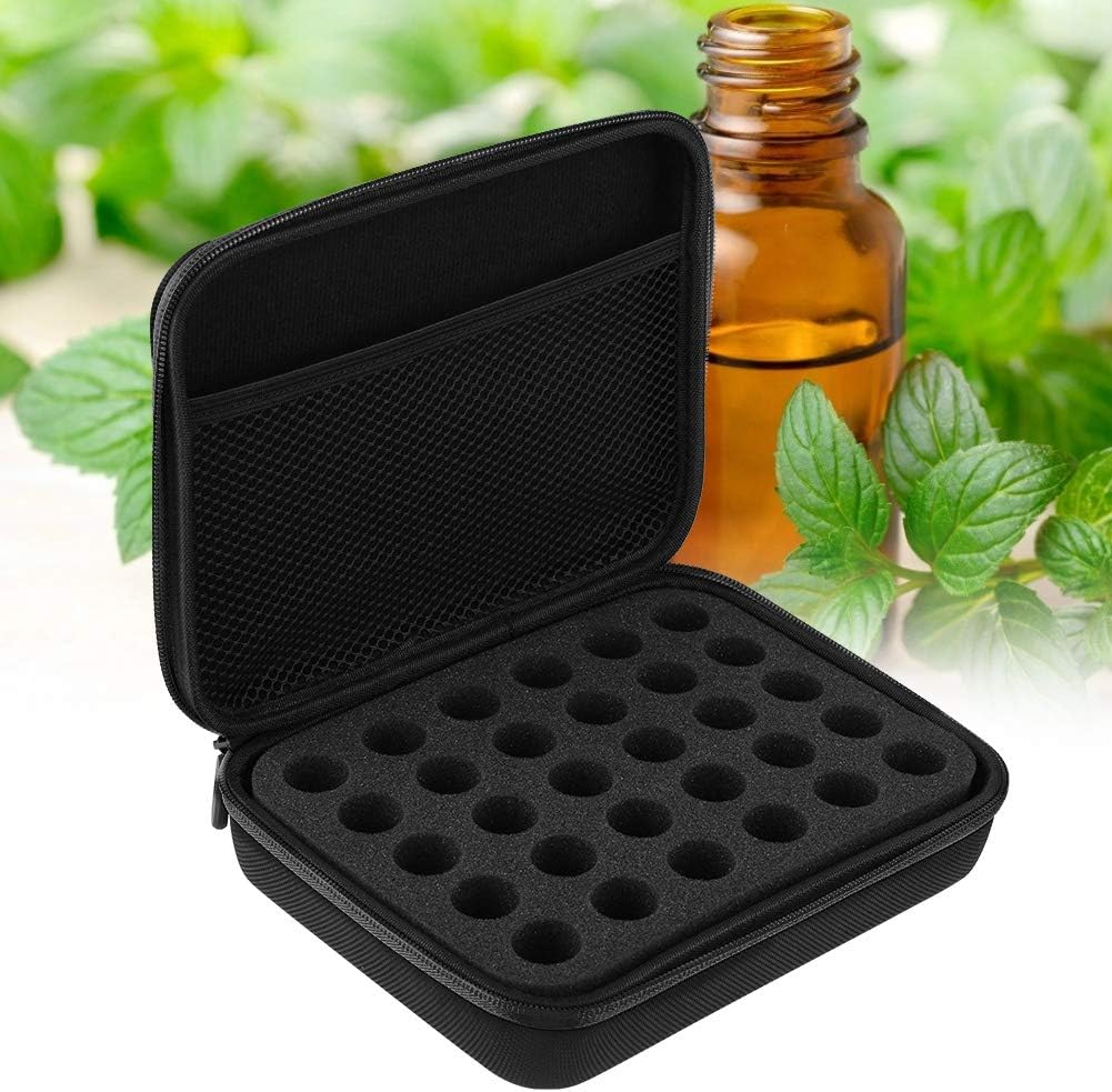 60 Grid 5 Ml Essential Oils Carrying Case, Roller Bottle Organizer, Essential Oils Box Holds, Hard Shell Exterior Storage for Travelling (Black)