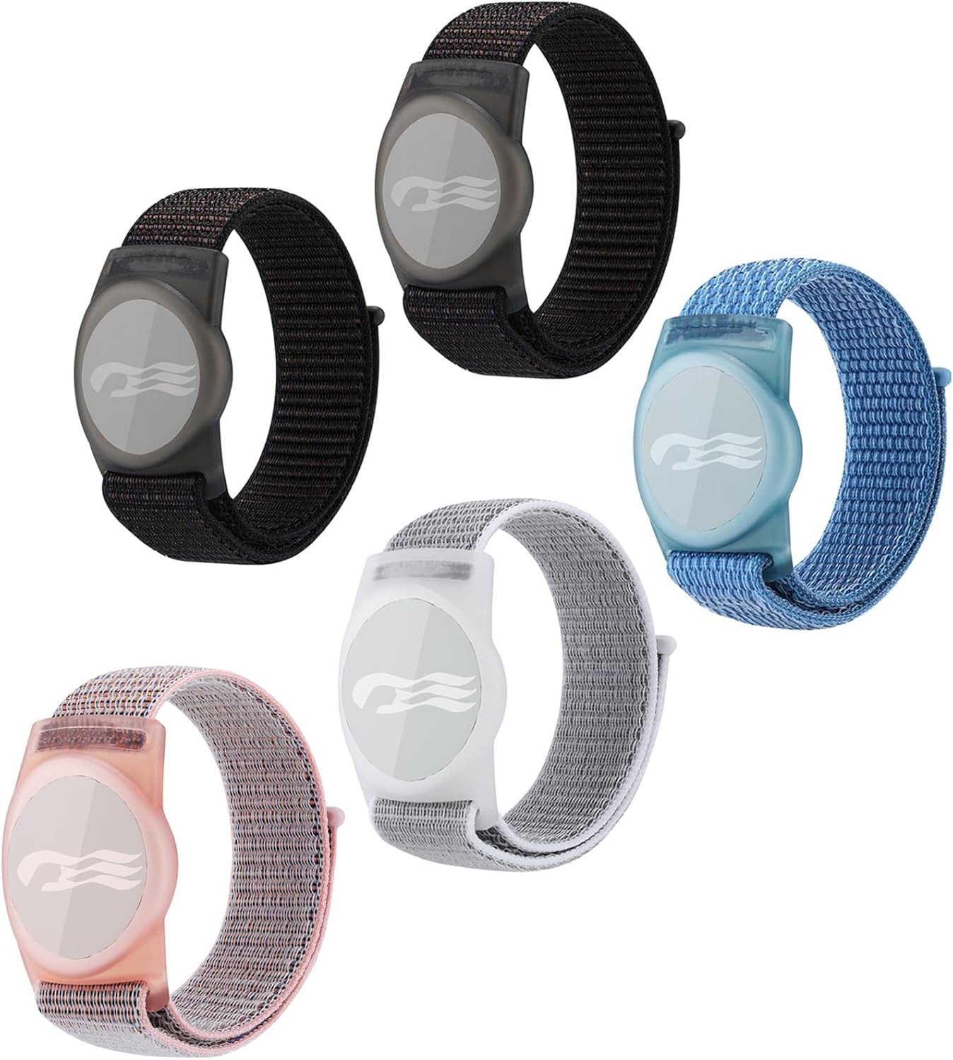 3/4/5 Packs Princess Cruise Medallion Holder,Compatible for Princess Cruise Medallion,Breathable Hook&Loop Nylon Sport Style (Black-Black+Grey+Blue+Pink)