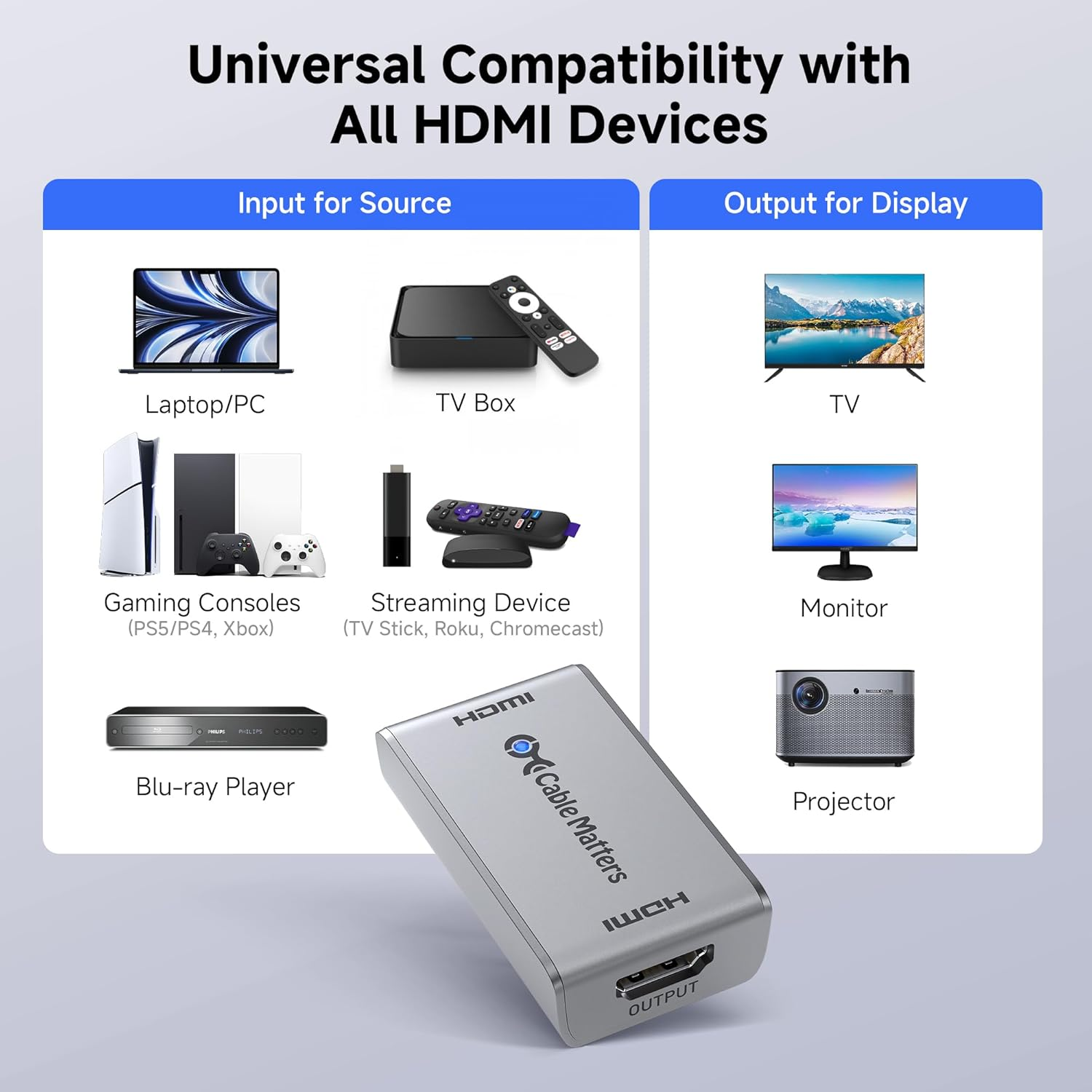 Cable Matters Active 8K HDMI 2.1 Repeater Coupler (Female to Female), Wall-Mount HDMI Signal Booster, 8K@60Hz 4K@240Hz HDR Earc, for PS5 Xbox Series X|S Apple TV image number 4