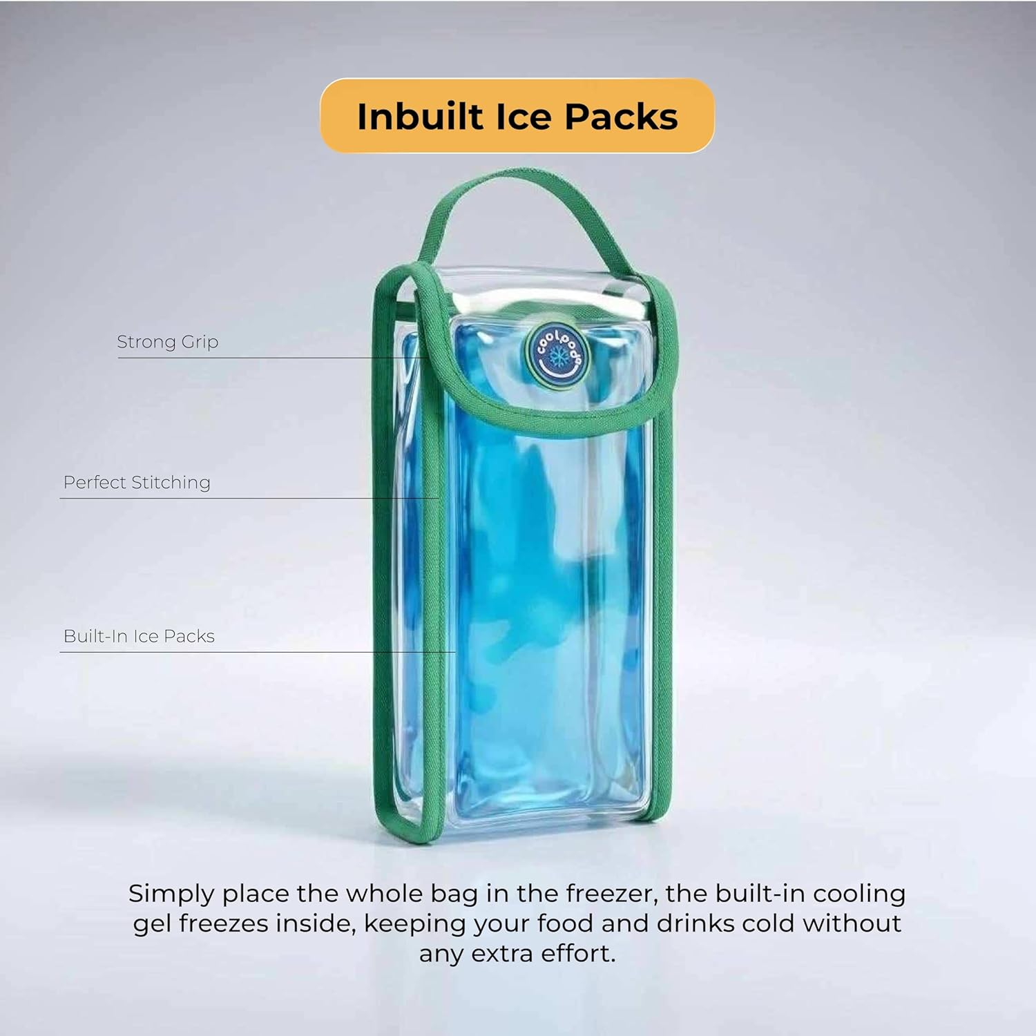 COOLPOD Freezable Kids Yogurt Squeeze Pouch Cooler &ndash; 9.5X4X20 Cm Mini Insulated Pouch Keeps Snacks Fresh up to 8 Hours - Reusable&ndash; Ideal for School, Travel & Picnics (Sage) - Dinosaur image number 6