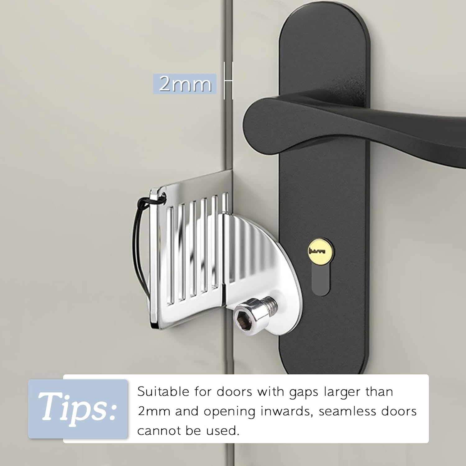 MEGAVOW Portable Door Lock Set, Punch-Free Security Locker, Emergency Survival Whistle, Stainless Steel Heavy Duty Locks with Storage Bag for Apartment Traveling Hotel School Motel Home image number 5