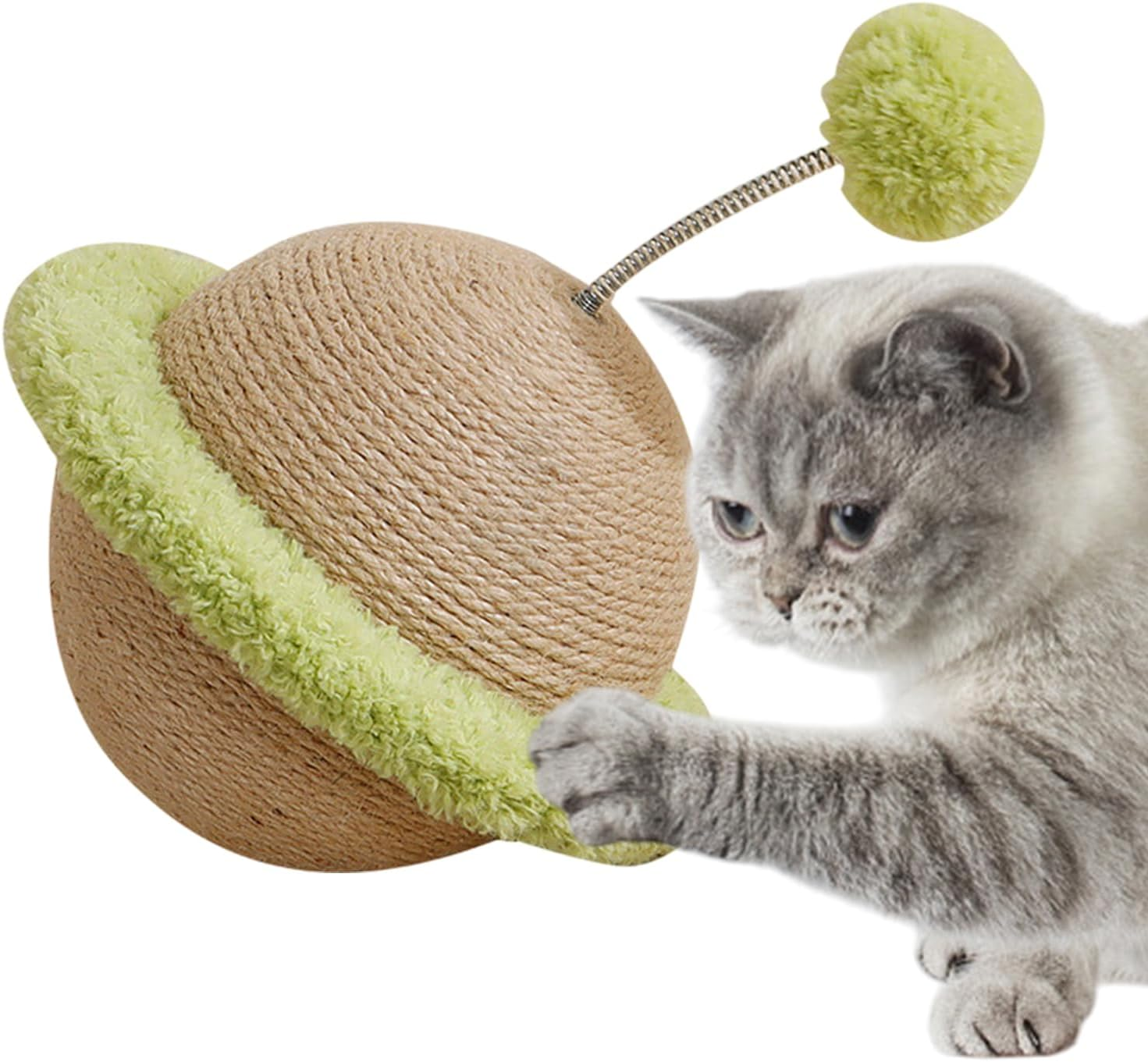 Indoor Cat Scratcher - Sisal Rope Cat Scratching Ball - Furniture Protection Boredom Toy for Kittens, Puppies, Pet image number 5