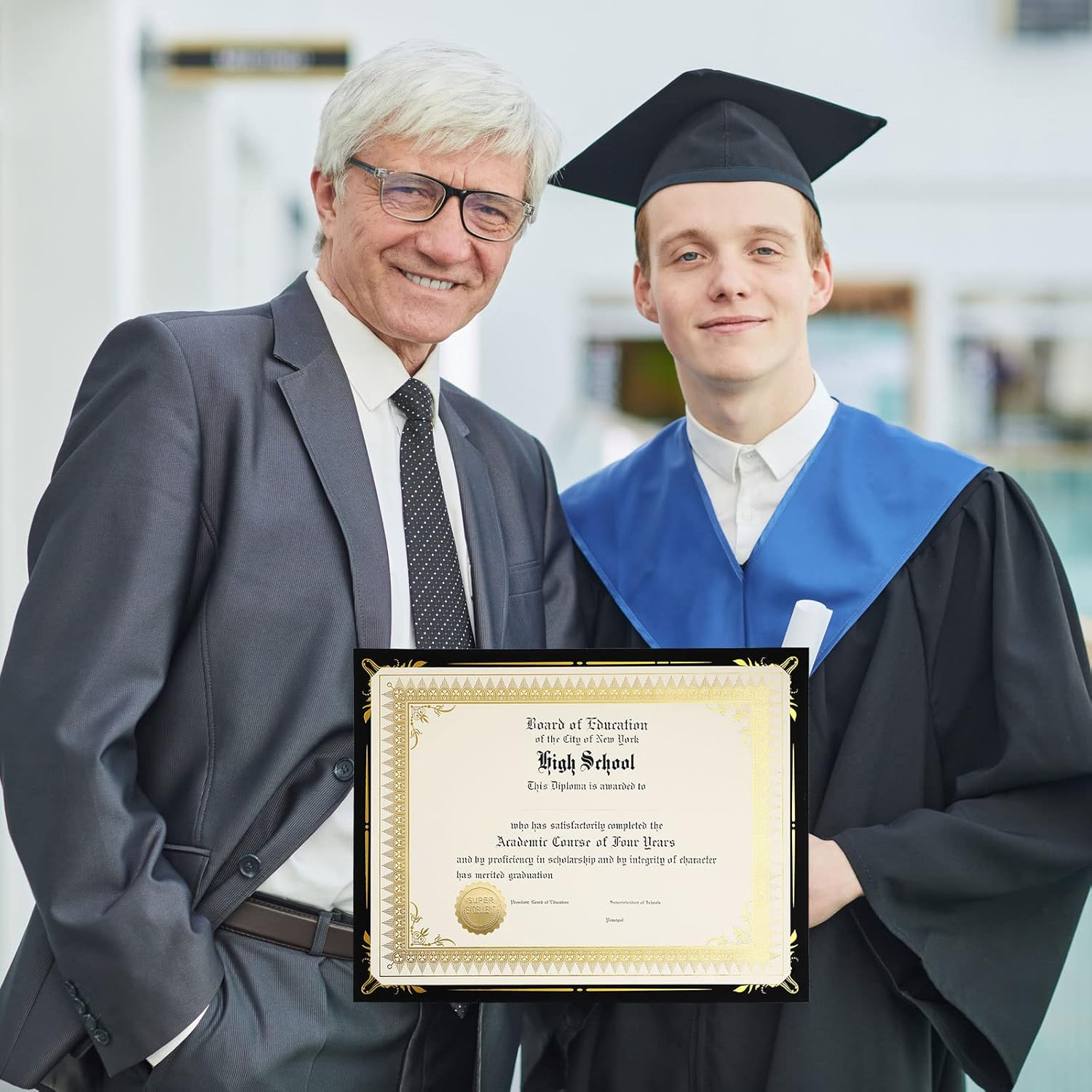 Fainne 50 Sets Certificate Kit Includes 50 Pcs 9.5 X 12 Inch Certificate Holders 50 Pcs Letter Size Papers 50 Pcs Foil Award Seals Diploma Covers for Appreciation(Black, Gold) image number 6