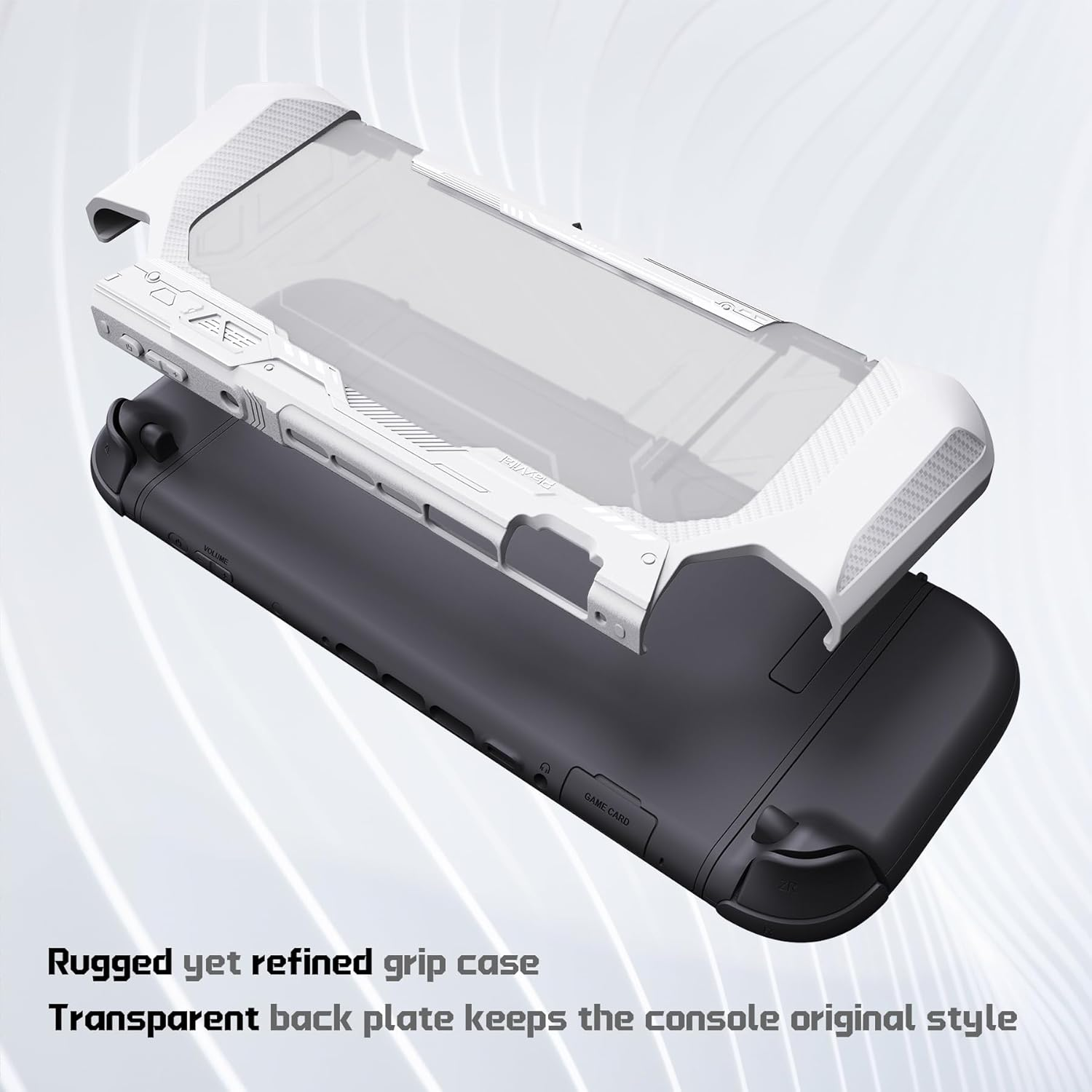 Playvital Meteor Protective Case for Nintendo Switch 2, Dockable Ergonomic Non-Slip TPU Grip Cover with Thumb Grip for Switch 2, Shockproof Anti-Scratches Protector - White