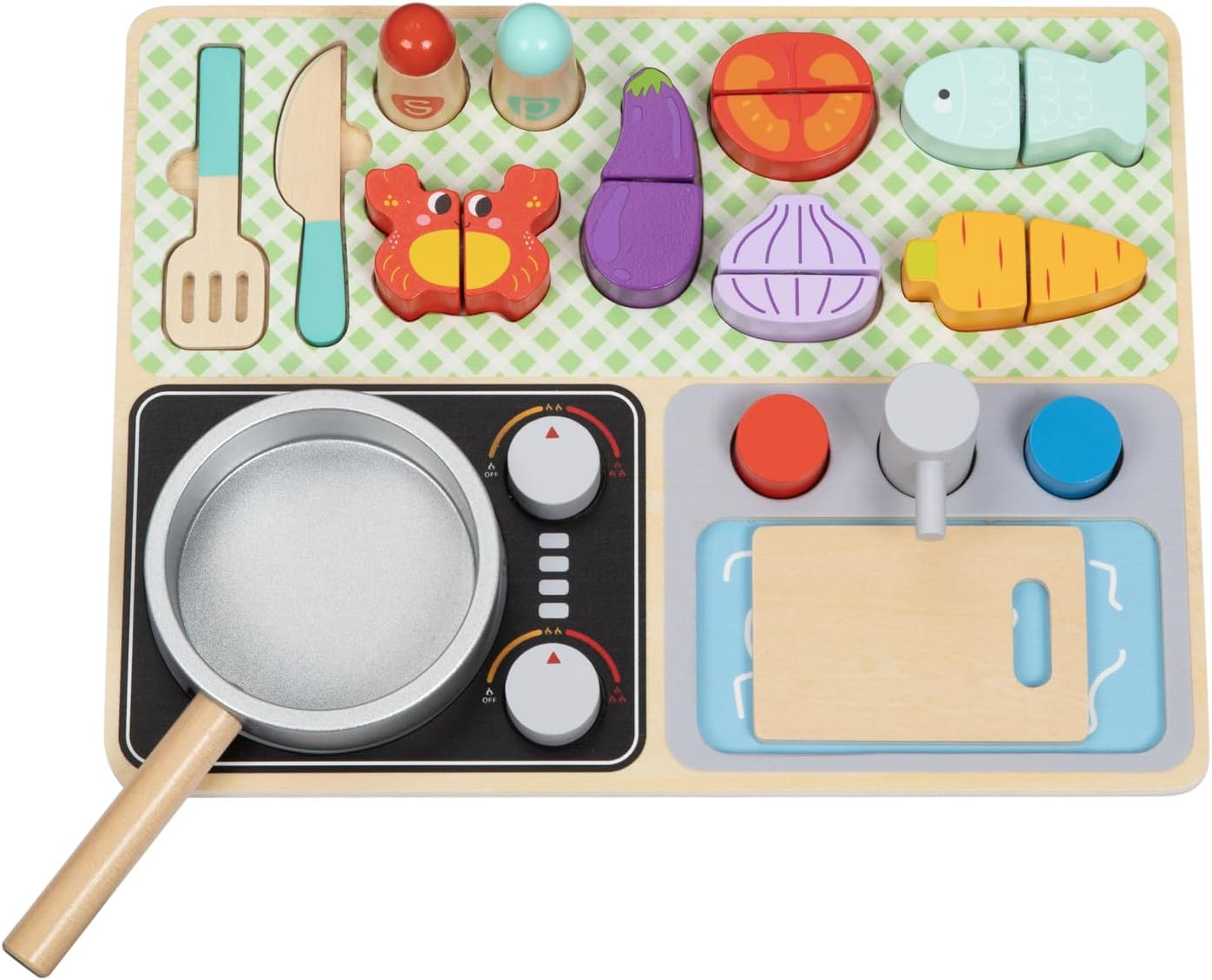 Tooky Toy TJ453 Kitchen Play Set:Quality Pretend Play Wooden Set for Ages 3+ image number 5