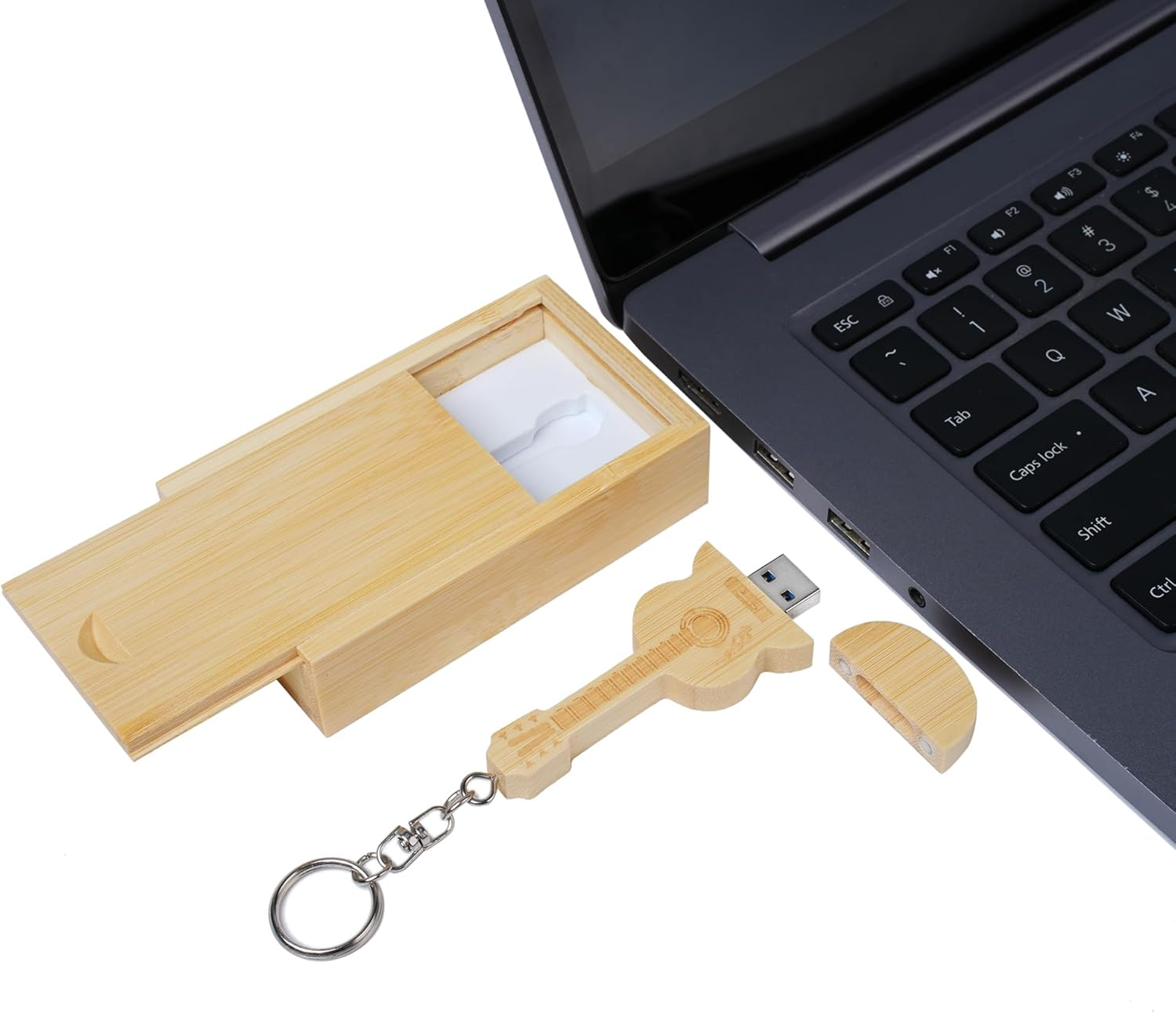 Guitar Shaped Maple Wood Memory Stick USB Flash Drive in Wood Box (3.0/16GB, Bamboo Wood) image number 5