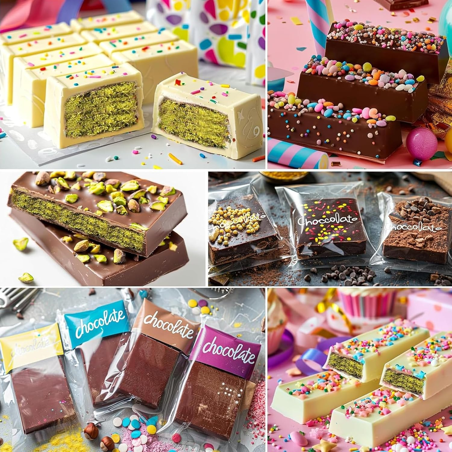 2Pcs Chocolate Bar Molds, Large and Thick Silicone Chocolate Moulds Break Apart Wax Melt Mold Non-Stick Chocolate Molds