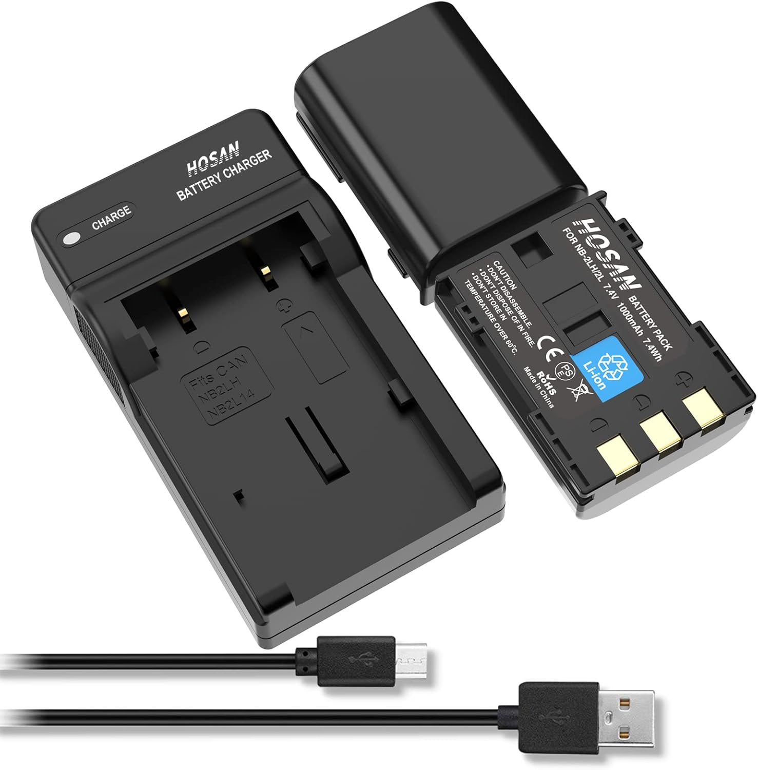 NB-2L NB-2LH Battery (2 Pack) and USB Charger Kit for Canon NB-2L NB-2LH HF R10, HF R11 Powershot G7 G9 S30 S40 S45 S50 S60 S70 S80 EOS 350D 400D HV30 DC300 HG10 IXY DVM3 DV5 DV3