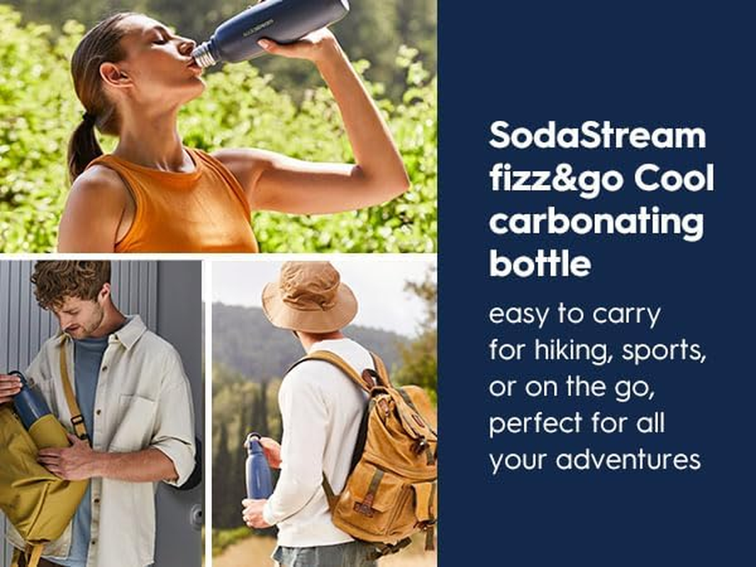 Sodastream - Fizz&Go Storm Double Walled Stainless Steel Bottle | Keeps Drinks Cold & Bubbly for 12 Hours | Compatible with Sodastream Quick Connect Machines | Easy-Carry Handle, 900ML - Storm image number 5