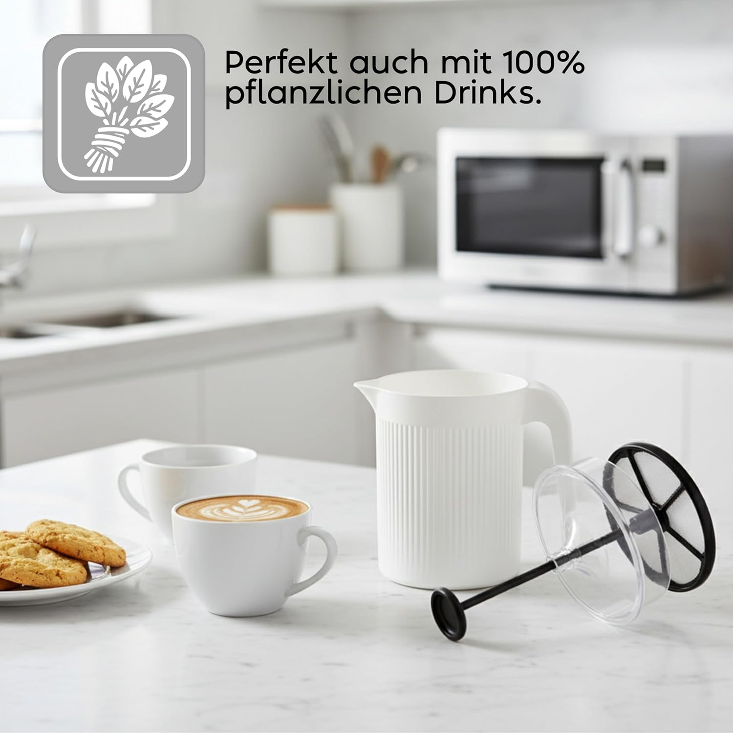 Snips, Cremix Milk Frother, Hand Milk Frother for Cappuccino, Hand Milk Foam, Colour &lrm; White 0.50 L, 10 X 14.5 X 15.3 Cm, Made in Italy image number 1