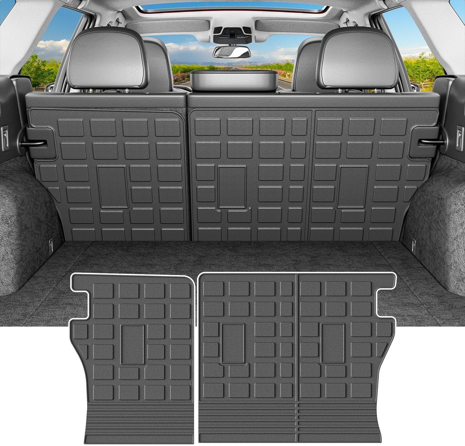 Powoq Floor Mats Compatible with 2020-2025 Subaru Outback Cargo Liner TPE Backrest Mat Replacement for 2020-2022 2023 2024 2025 Subaru Outback Accessories(Upgrade Trunk Mat+Backrest Mat+Floor Mat)