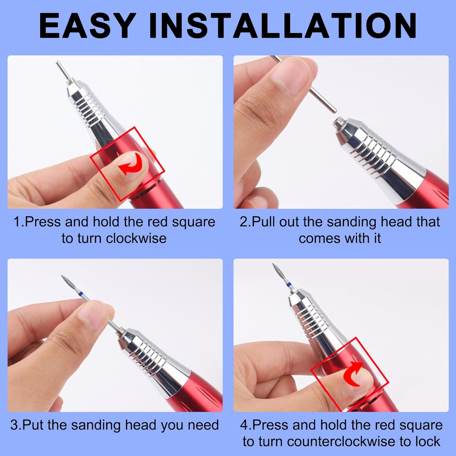 Vnjaoi Cuticle Nail Drill Bit, Nail Drill Bits Professional Diamond Bits for Nails Nail Buffer Bit Nail Trimer, under Nail Cleaner Cuticle Remover Nail Prepare, Nail Supplies for Nail Techs (Medium) - Fine image number 7