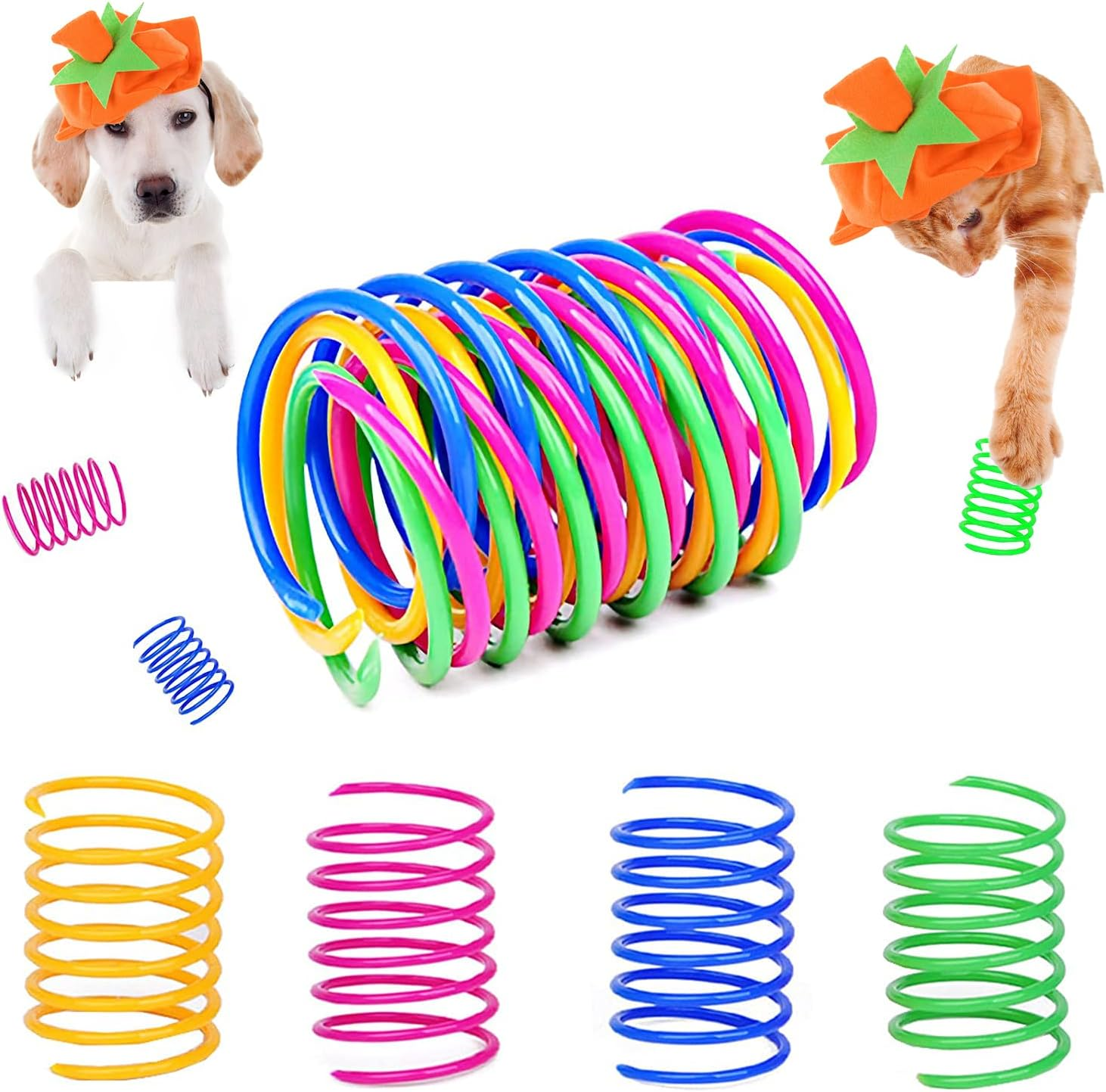 Jognee Pack of 20 Cat Toys, Cat Feather Toy, Spiral Feathers Made of Plastic, Spiral Cat Toy, Toy Spiral Feathers Novelty Pet Toy, Colourful Spiral Spring Spiral for Cats image number 1