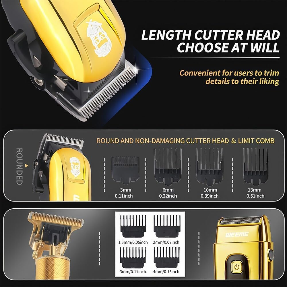 Pro Men Barber Set Hair Clippers Beard Trimmer Cordless Body Beard Shaver Trimme image number 1