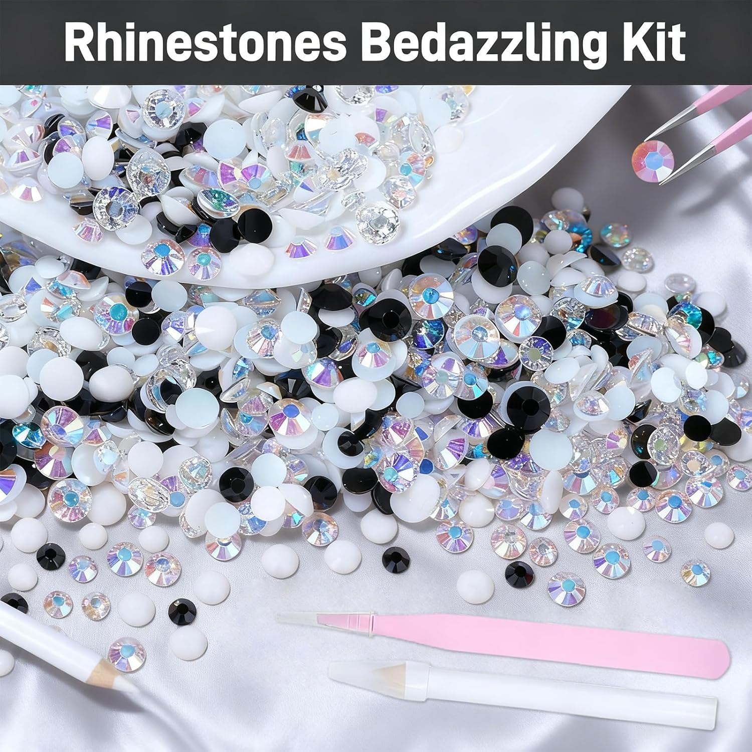 Hrenvaxil Rhinestones, Bedazzler Kit, 12 Pack (3-5Mm) round Plastic Craft Beads for Nail Rhinestones, DIY Jewelry, Party Favors image number 4