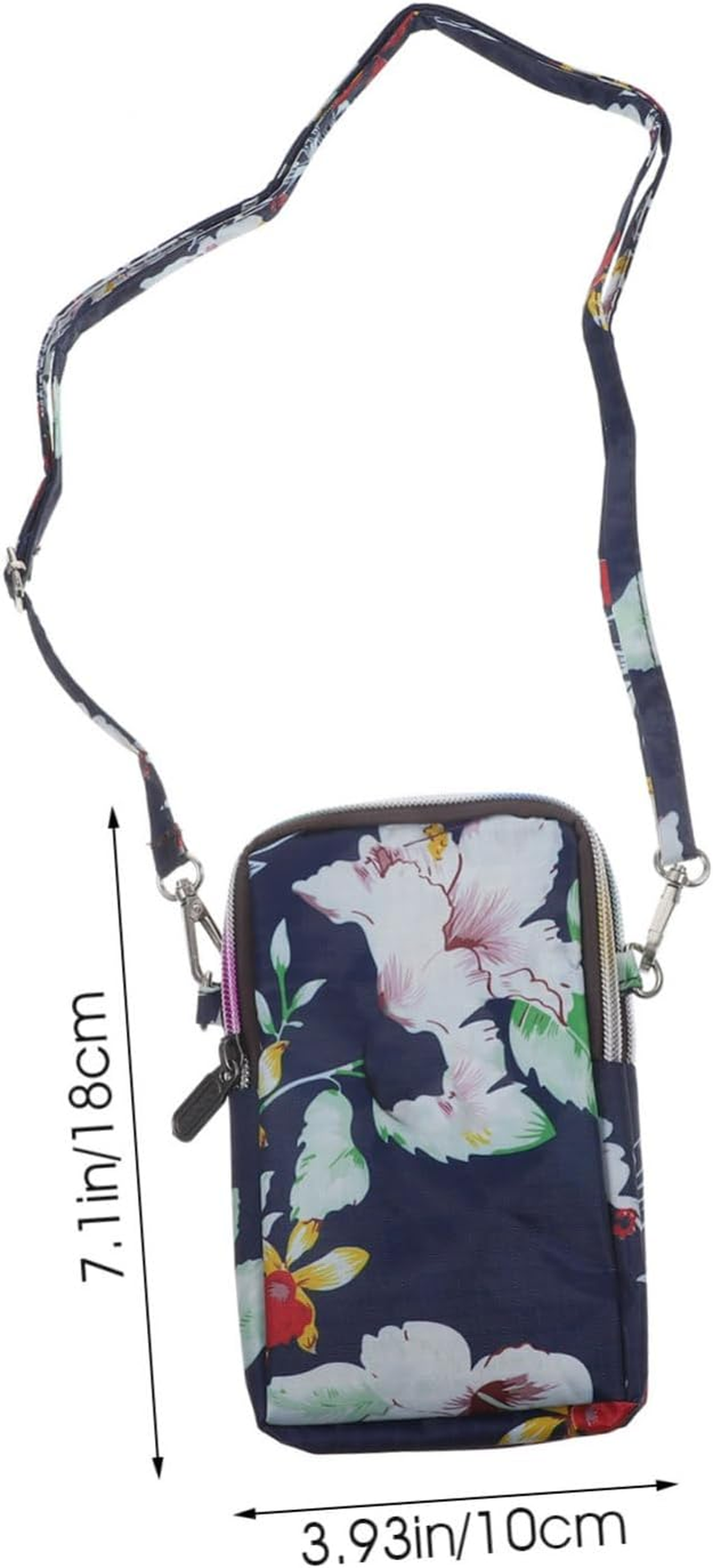 Bag Women Sling Bag Women Crossbody Bag, Zipper Phone Bag Cellphone Wallet Pattern Handbag with Long Strap Oxford Cloth Crossbody Phone Bag for Travel Shopping (Dark Blue) image number 3