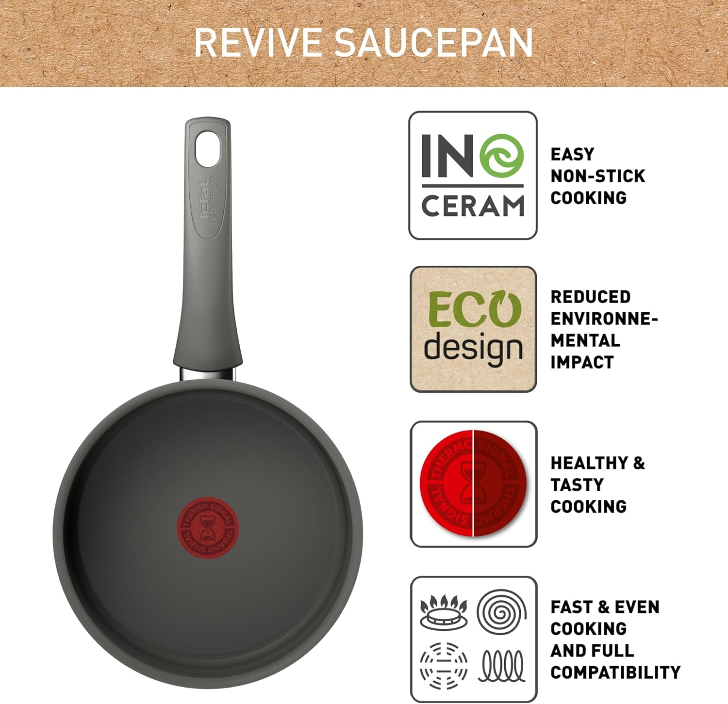 Tefal Revive Ceramic Induction Non-Stick Saucepan 18Cm