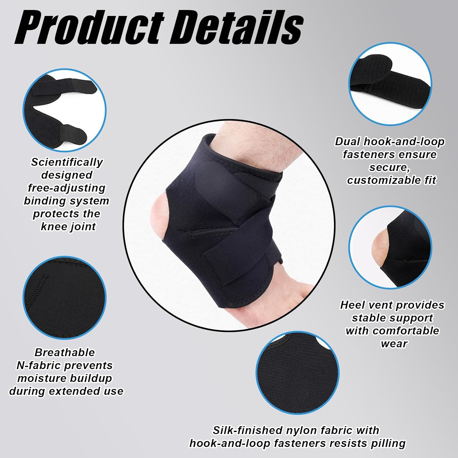 NHEWMAS Ankle Support Brace for Women & Men, 2 Pack Compression Ankle Braces, Breathable Neoprene Sleeve with Adjustable Straps. - Ankle Braces image number 4