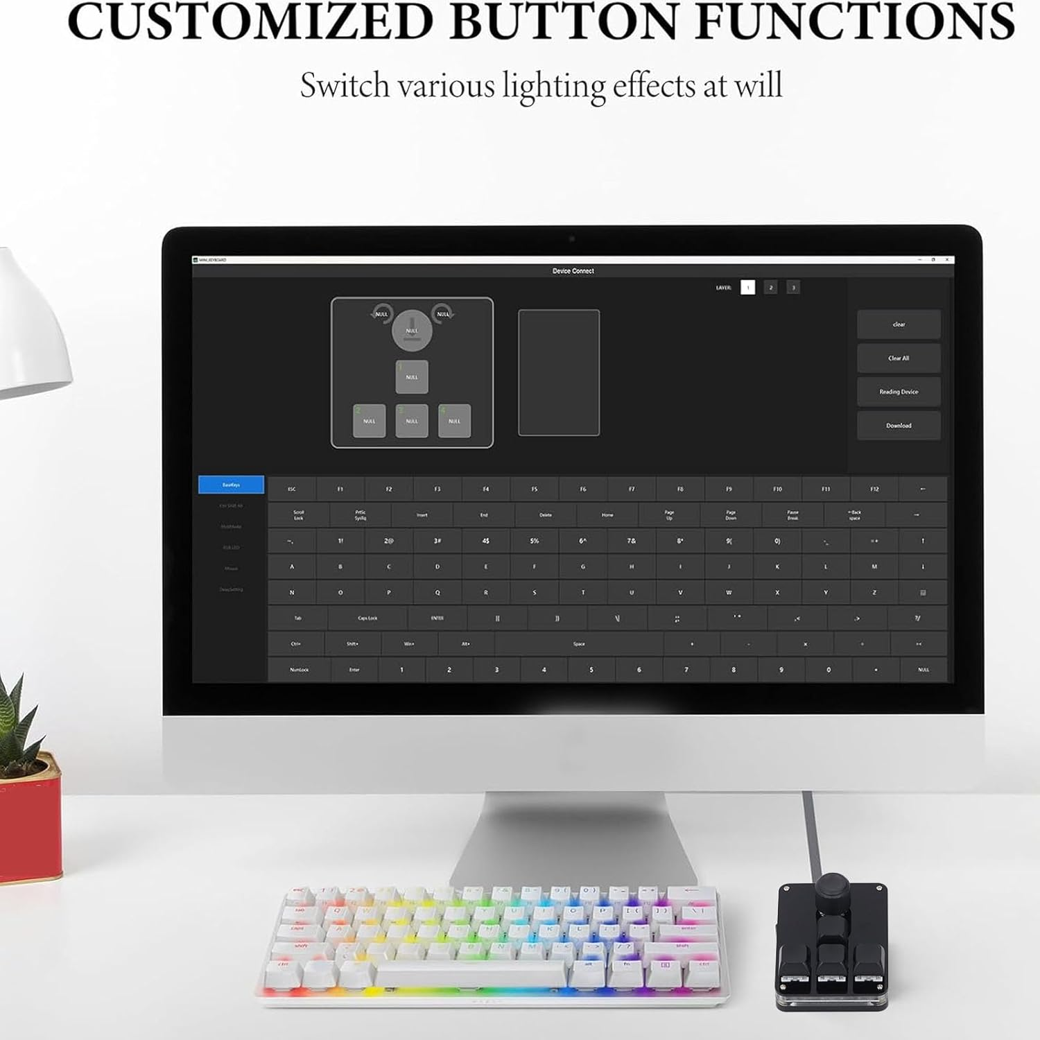 Fafeicy Sayo Device O3C Macro Keyboard 4 Key 1 Knob Programmable Keypad with Blue Switches and RGB Lighting for Gaming and Productivity image number 3