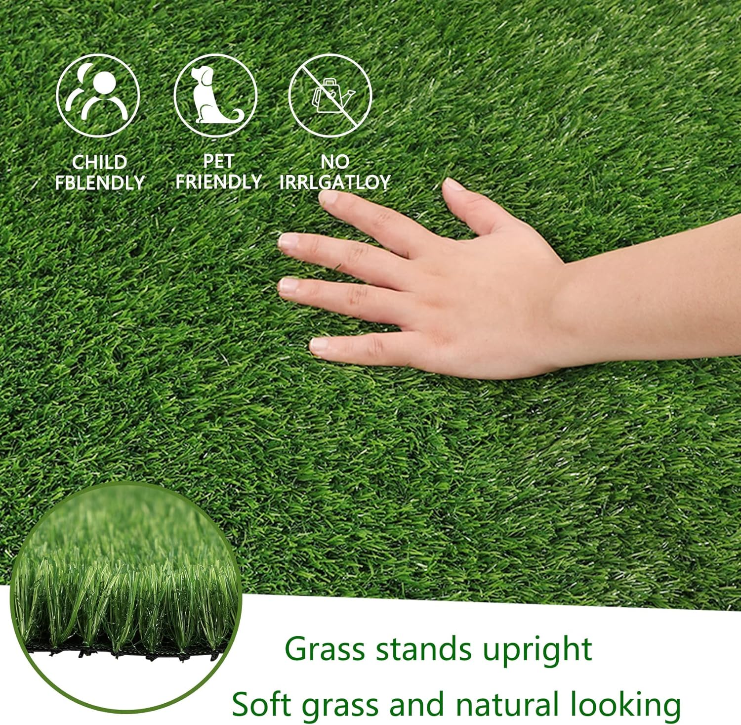 Famibay Outdoor Doormat Artificial Grass Door Mat Dirt Trapper Non Slip Synthetic Grass Astro Turf Door Mat Fake Grass Carpet for Entryway Balcony Patio Garden image number 5