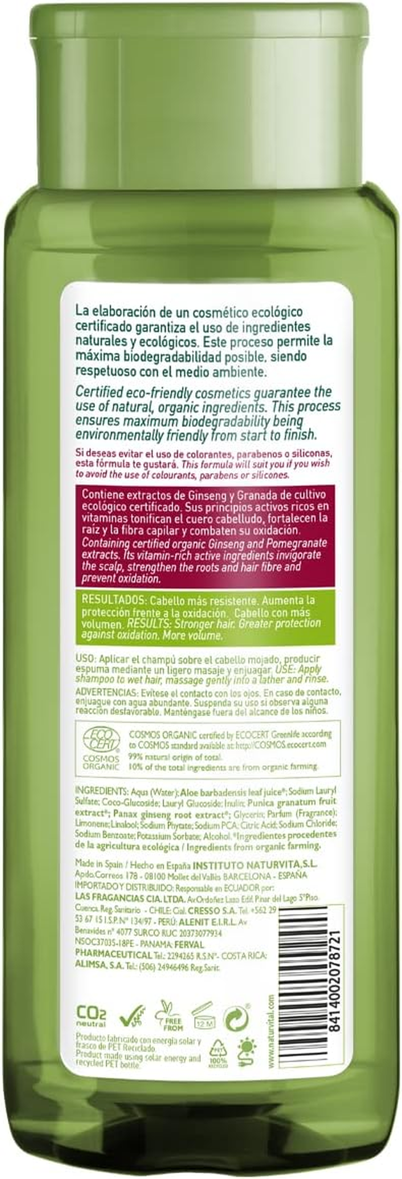 Naturvital Bio Shampoo Strengthening -ECOCERT Certified-No Silicones, Parabens and PEG - 300Ml image number 1