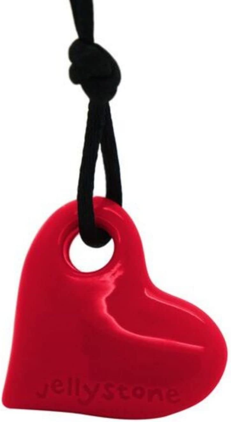 Jellystone Designs Chew Necklace, Heart Pendant - One Size, Scarlet Red