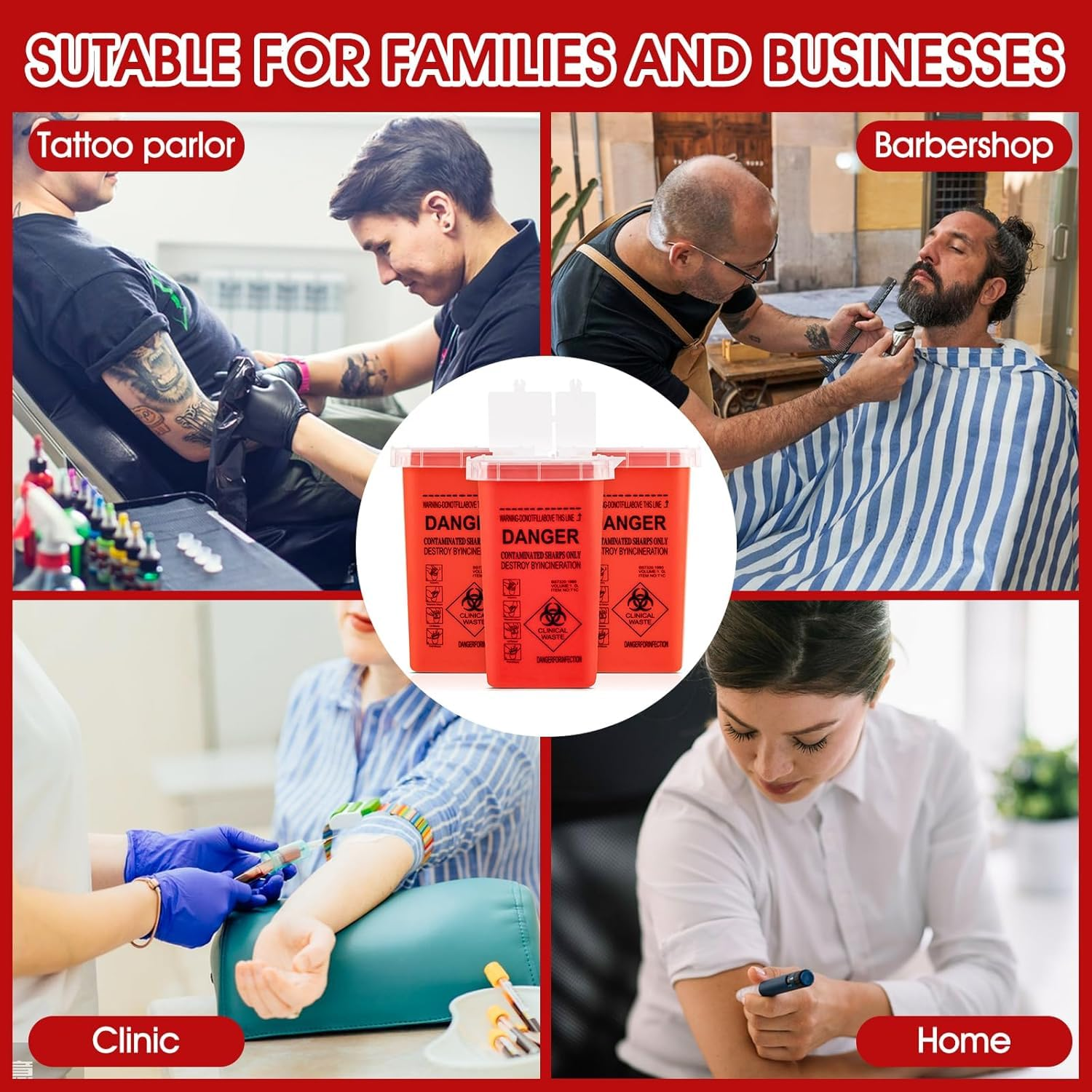 Portable Sharps Container, Designed for Safe and Convenient Handling of Insulin Needles, Pen Needles, and Other Medical Sharps during Travel or at Home and Office, 2 Packs image number 3