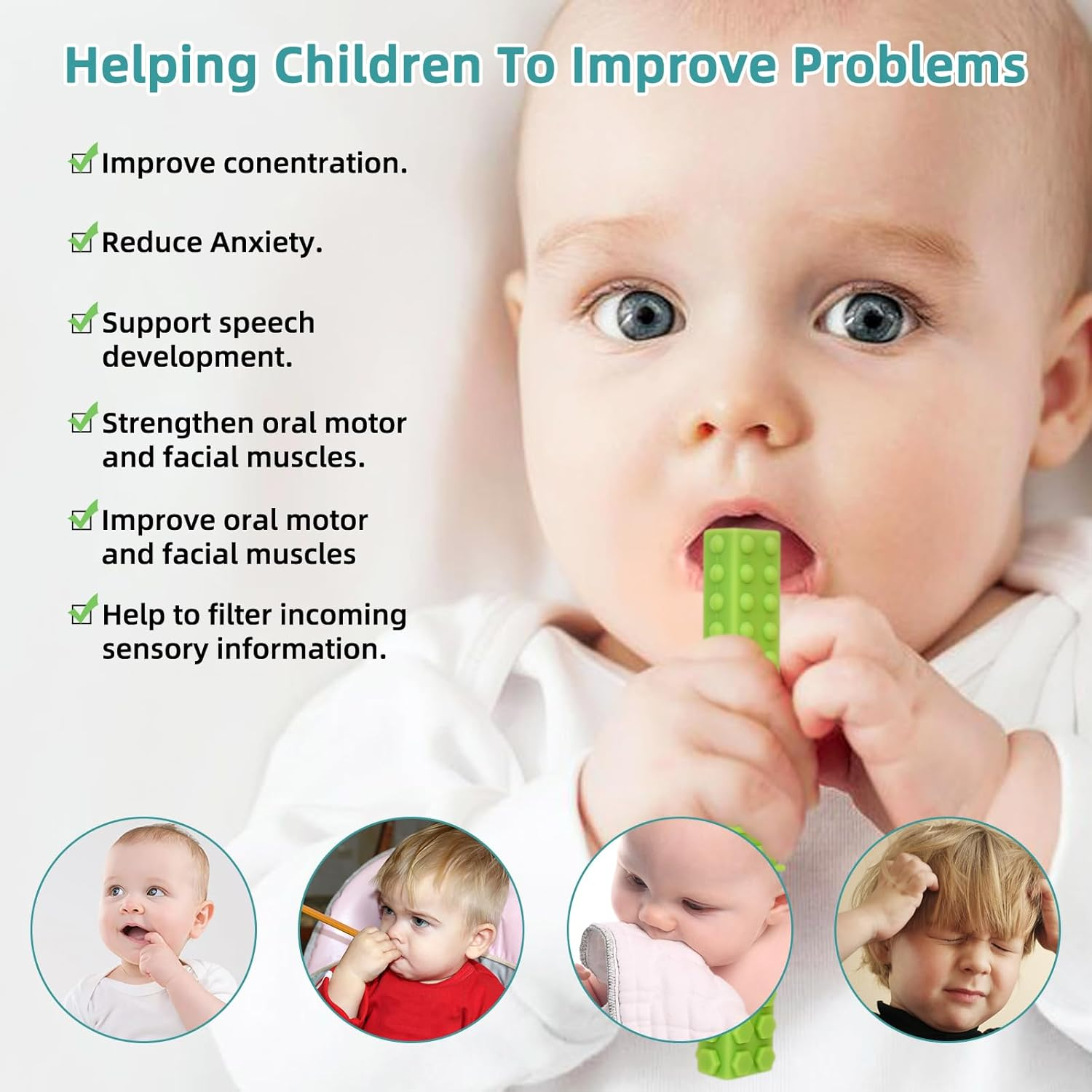 Sensory Chew Toys for Autism & ADHD - 4-Pack Silicone Chew Tubes for Kids & Adults | Safe, Durable, and Fun Oral Motor Aids image number 1