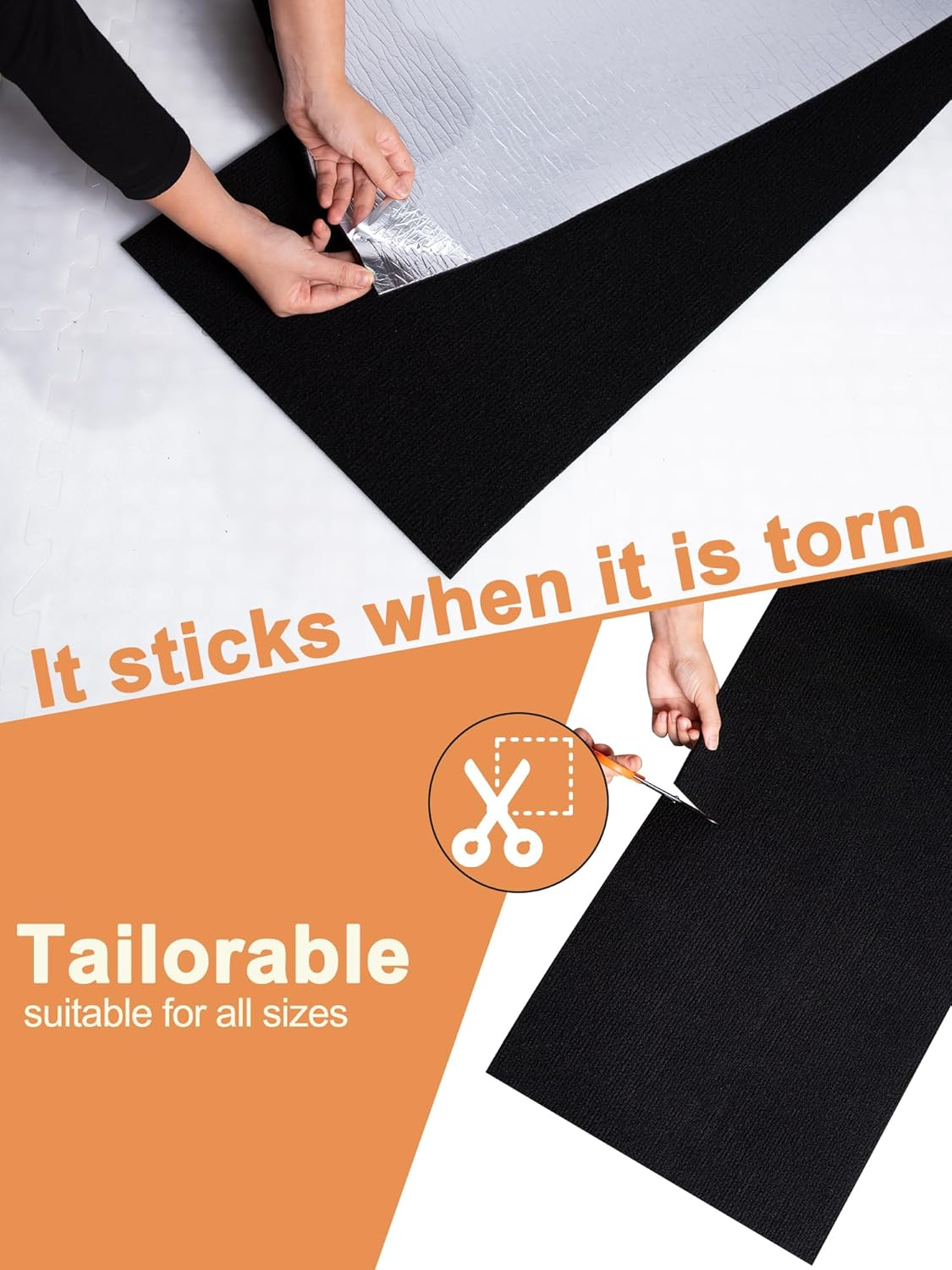 Cat Scratching Mat 78.7"X15.8" Self-Adhesive Trimmable DIY Cat Wall Climbing Carpet, Cat Couch Protector, Cat Scratching Pad Replacement (Black) image number 6