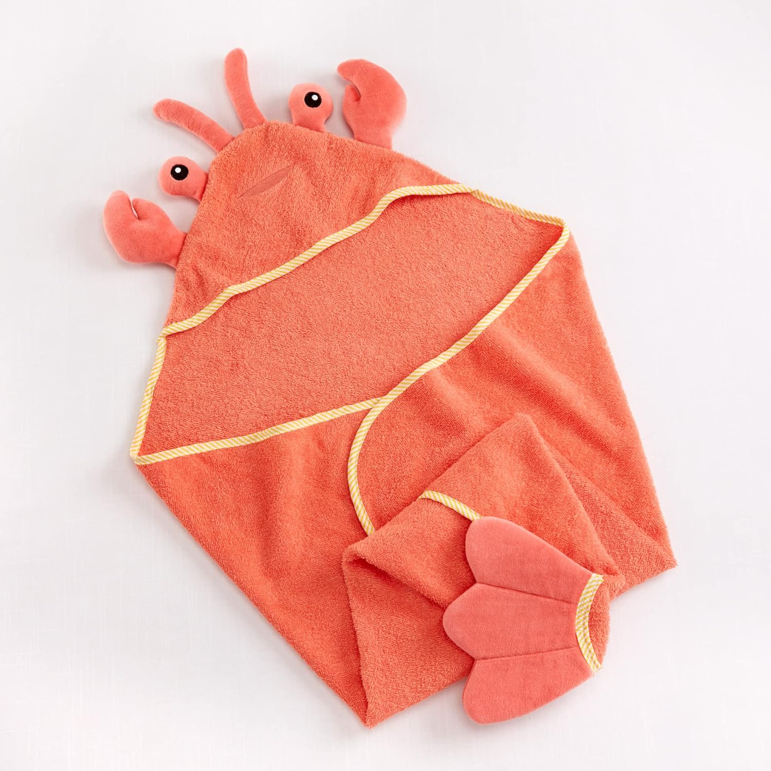 Baby Aspen Baby Boys Lobster Laughs (Updated Gift Packaging) Hooded Towel, Orange, 1 Count US image number 2