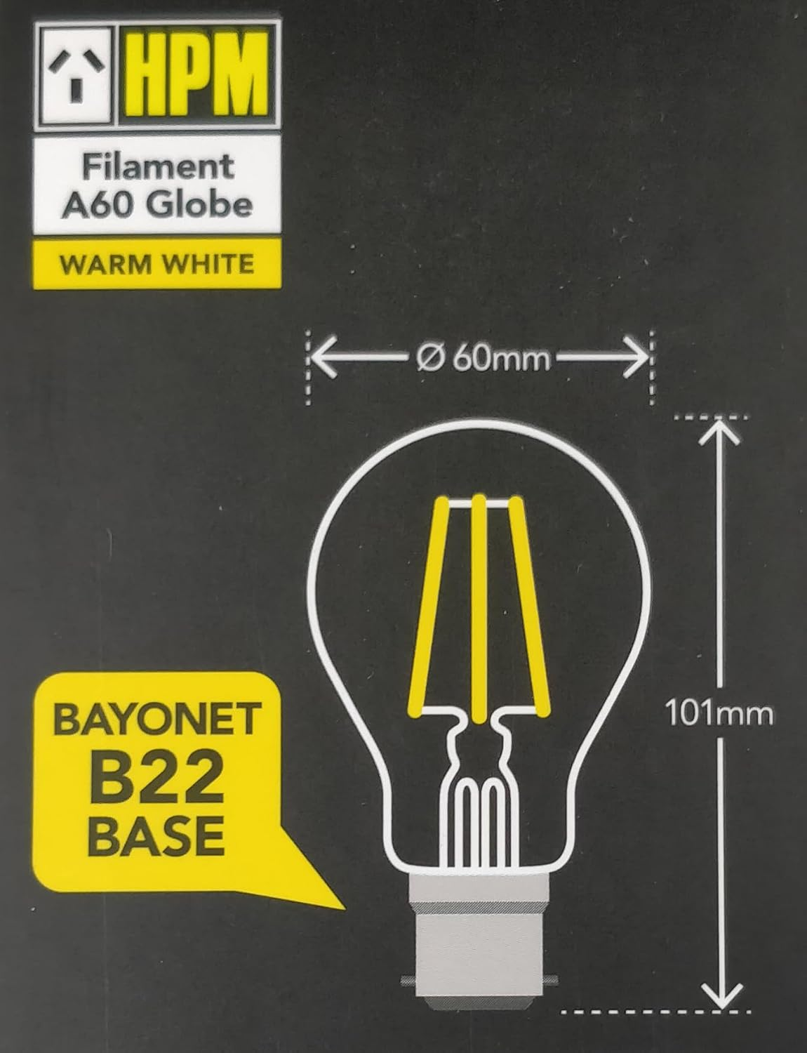 10 X 3.7W LED Filament Light Globes Bulbs B22 Bayonet BC 500Lm Warm White - HPM image number 2