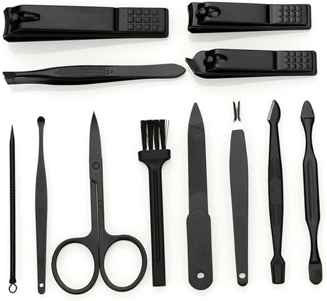 FRCOLOR 12Pcs Nail Tools Kit Nail Clippers Set Cuticle Trimmer Professional Manicure Tools Stainless Steel Care Kit