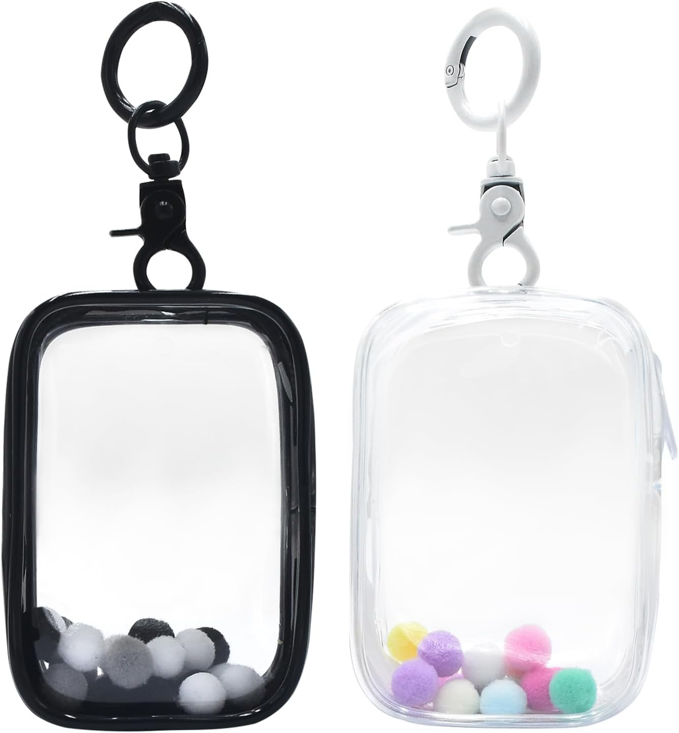 2PCS Clear Figure Display Case with Keychain Portable PVC Small Doll Bags Mini Hanging Doll Blind Box Organizer Zipper Closure Collectibles Display Bag for Mini Figures image number 3