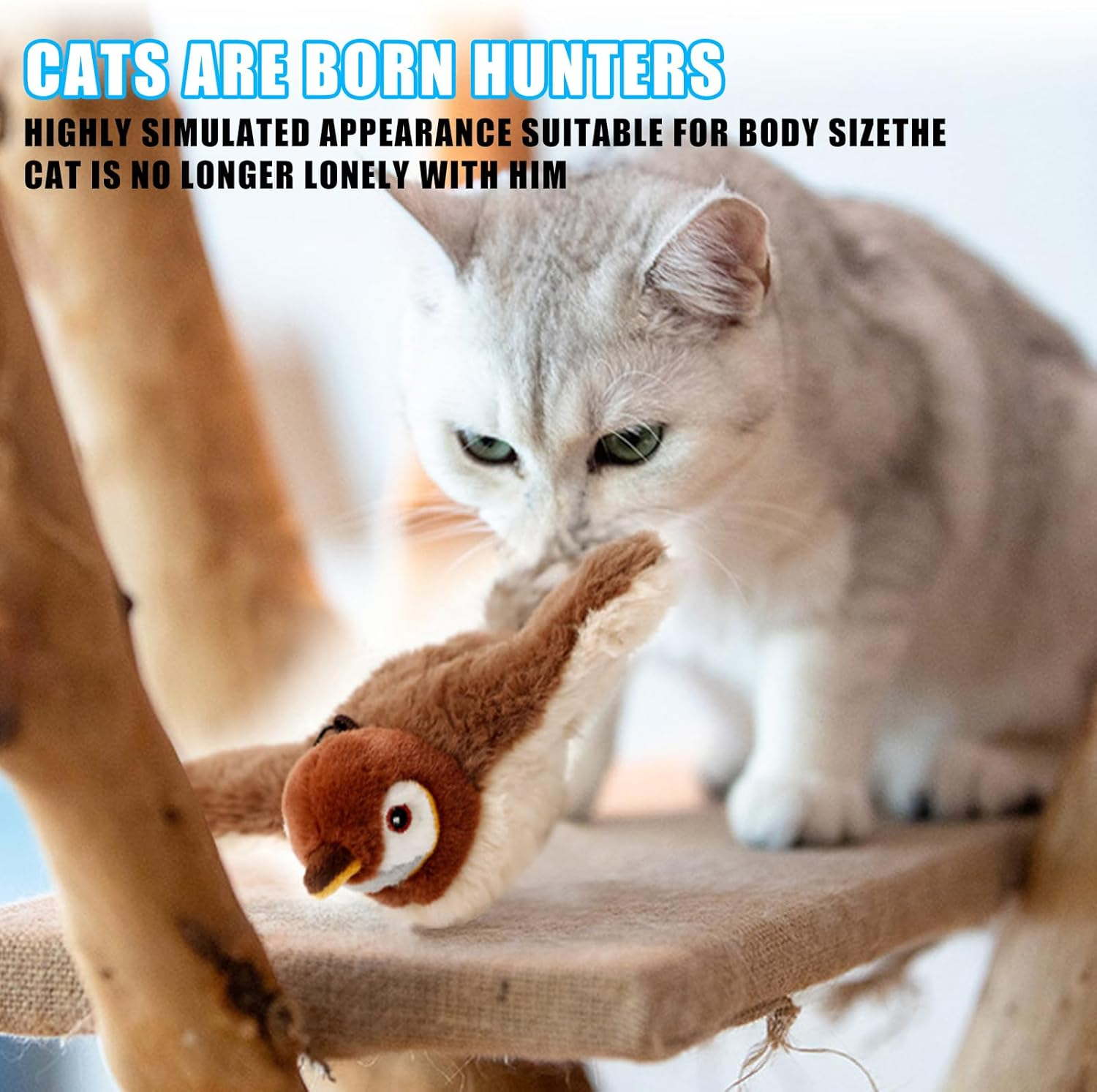 Nizirioo Interactive Cat Toy: Rechargeable Plush Bird Shape, Cat Chew Toy for Home Cats image number 2