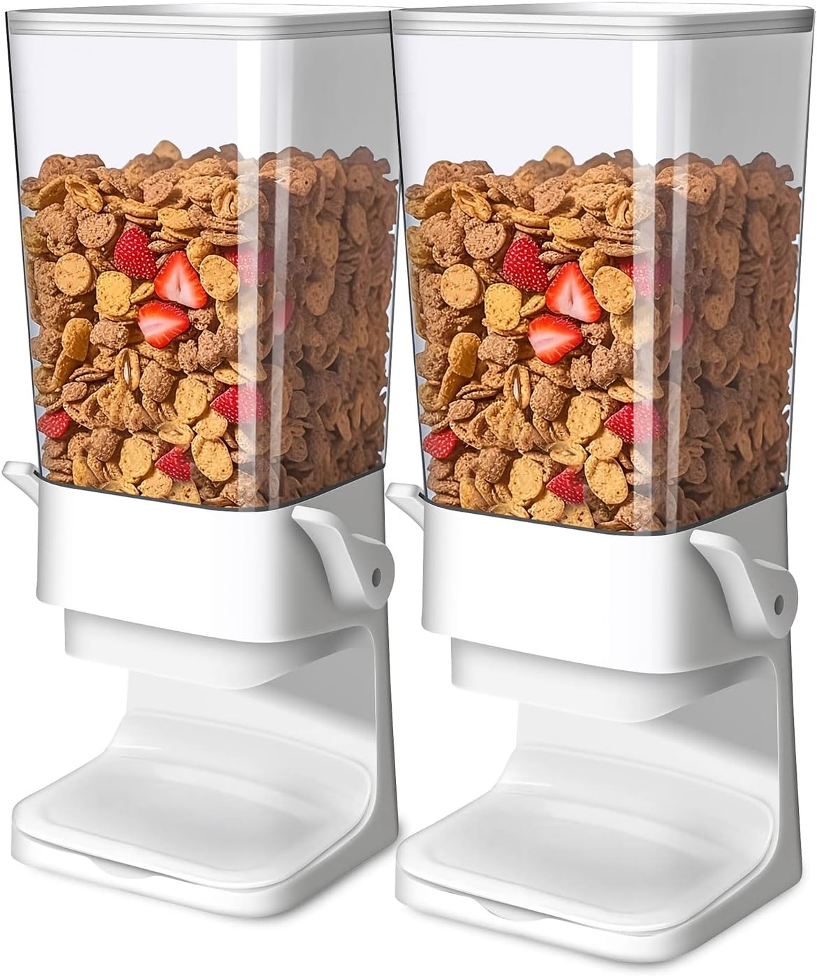 Tokokimo Cereal Dispensers Countertop, Dry Food Dispenser Storage Container Organizer for Granola, Cereal, Dry Food, Cat Food, Black(2 Pcs)