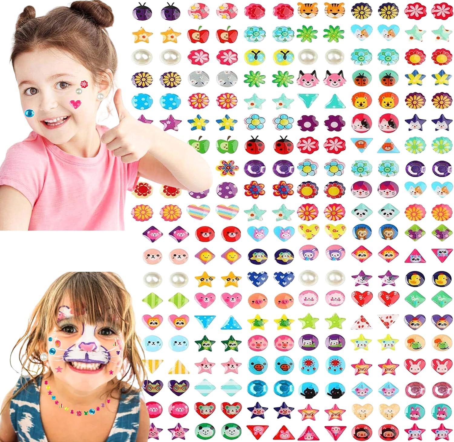 YBVABE Sticker Earrings 240Piece 3D Gems Sticker Girls Sticker Earrings Self-Adhesive Glitter Craft Crystal Stickers, Children'S DIY Creative Sticker, Girl Self-Adhesive Crystal Sticker image number 5
