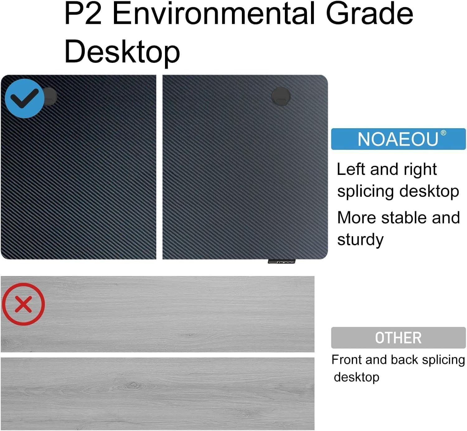 NOAEOU Electric Height Adjustable Standing Desk, 55In X 23.6In Large Sit Stand up Computer Table Workstations for Home Office (Black Carbon Fiber Veneer) image number 6