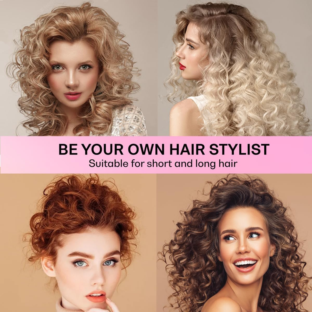 Lanzhire No Heat Overnight Curling Headband for Long and Short Hair - Thin Heatless Curlers to Sleep in (Black) - A-Pink image number 6