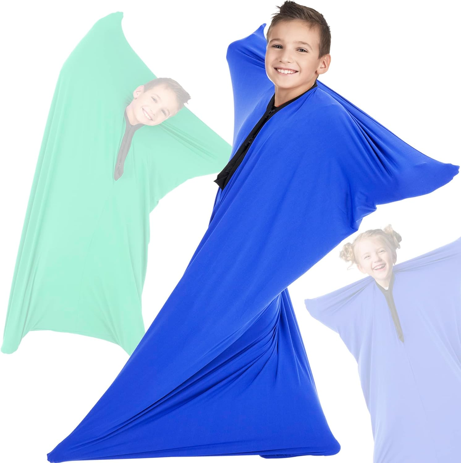 OUTREE Sensory Body Sock for Kids, Full Body Sock Provides Deep Pressure Input, Relaxing Sensory Toys for Autistic Children with a Carrying Bag (Medium 47''&times;27'' Blue) image number 4