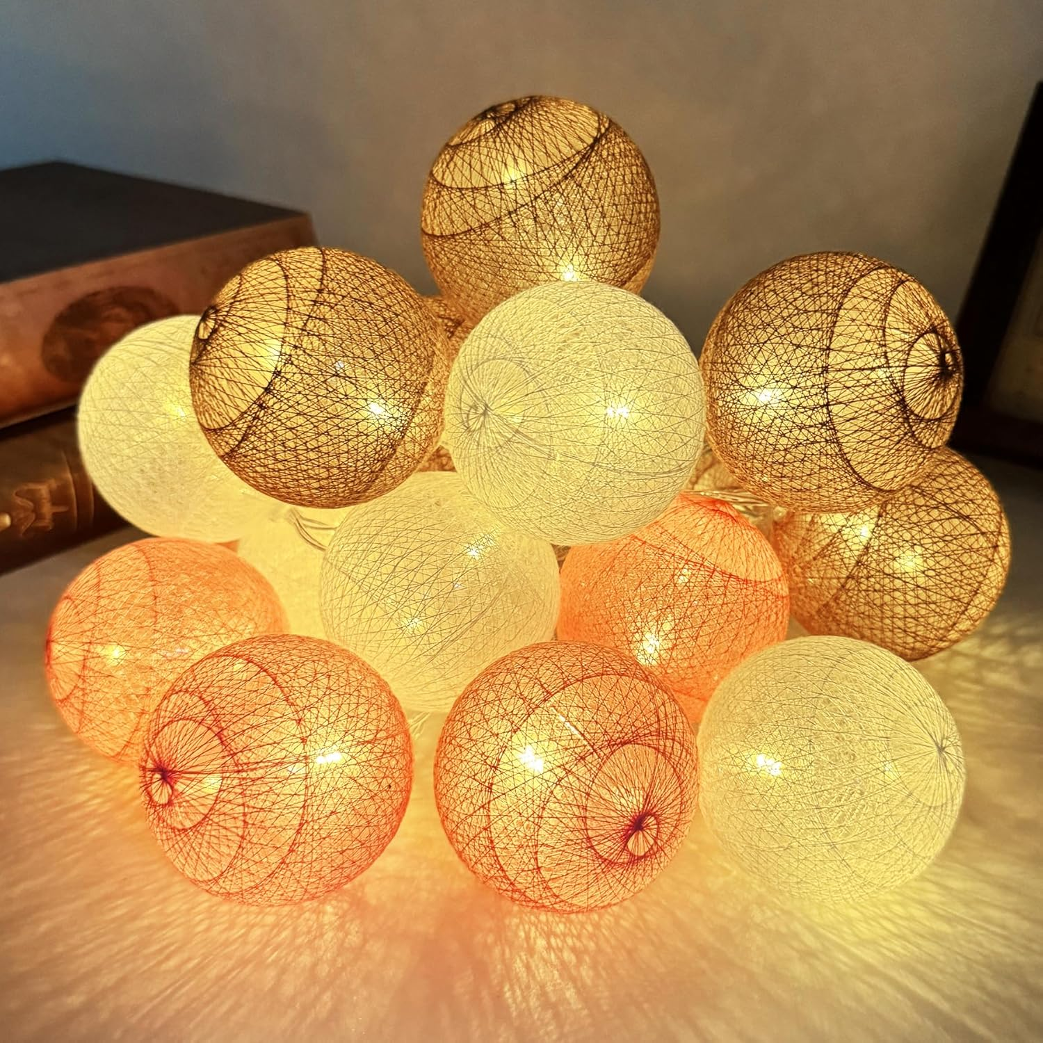 LED Fairy Lights Cotton Balls, 1.5 M 10 LED Fairy Lights, Indoor Balls, 3 Cm Fairy Lights for Children'S Room, Cotton Balls Fairy Lights for Children'S Room, Wedding, Christmas, Party Decoration image number 5