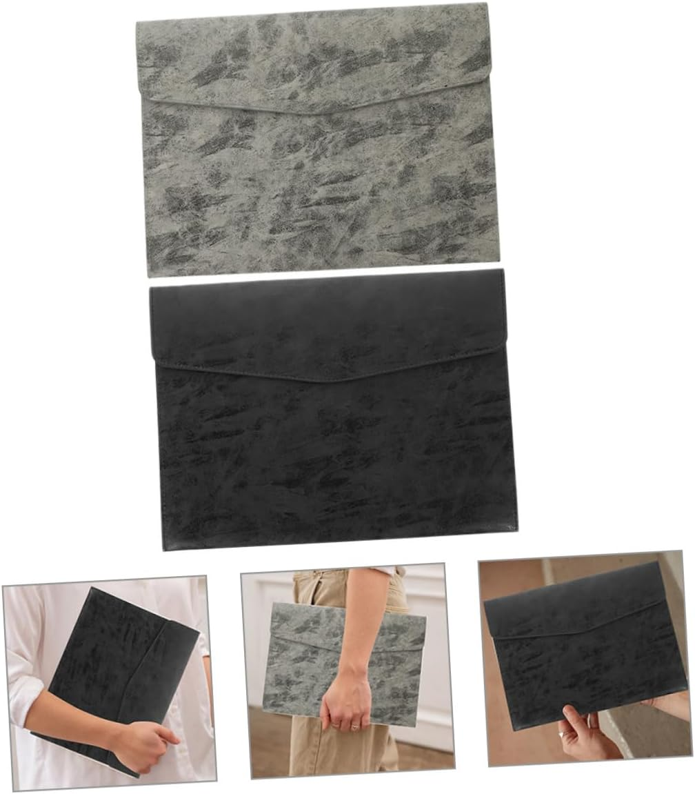 LALAFINA Document Bag Pockets Faux Leather File Organizer Compact Storage for Bills Statements Contracts image number 3