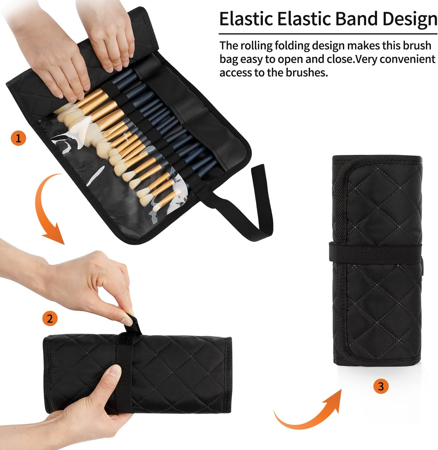 OCHEAL Makeup Brush Holders, Black Rhombus, Small(Pack of 1), Style-1 - Floral image number 2