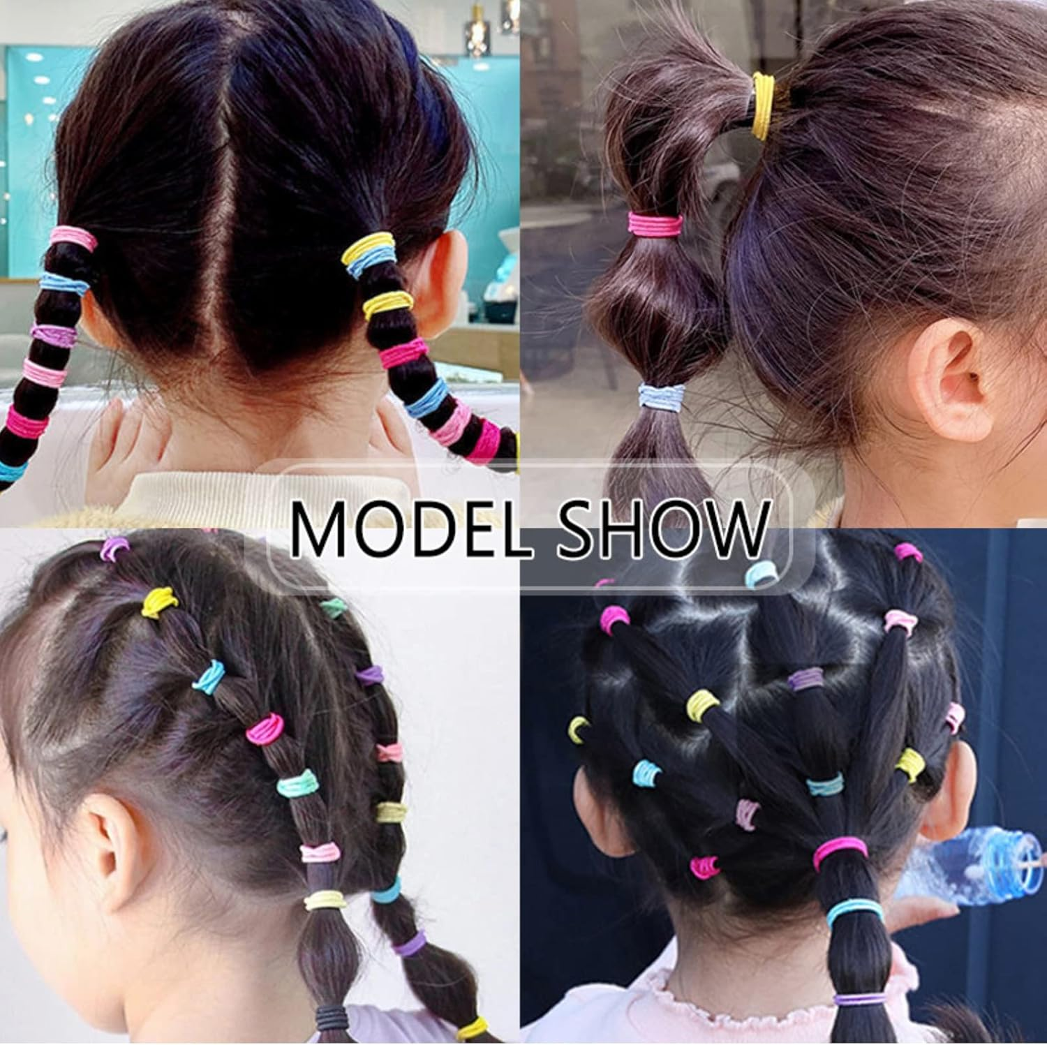 100 Pcs No Crease Baby Girl Hair Ties, MH MOIHSING Elastic Hair Ropes Soft to Hair No Harm to Scalp & Hair, Small Hair Bands Reusable Rubber Band for Kids Girls Infants Toddler Ponytail Holders, Colorful image number 4