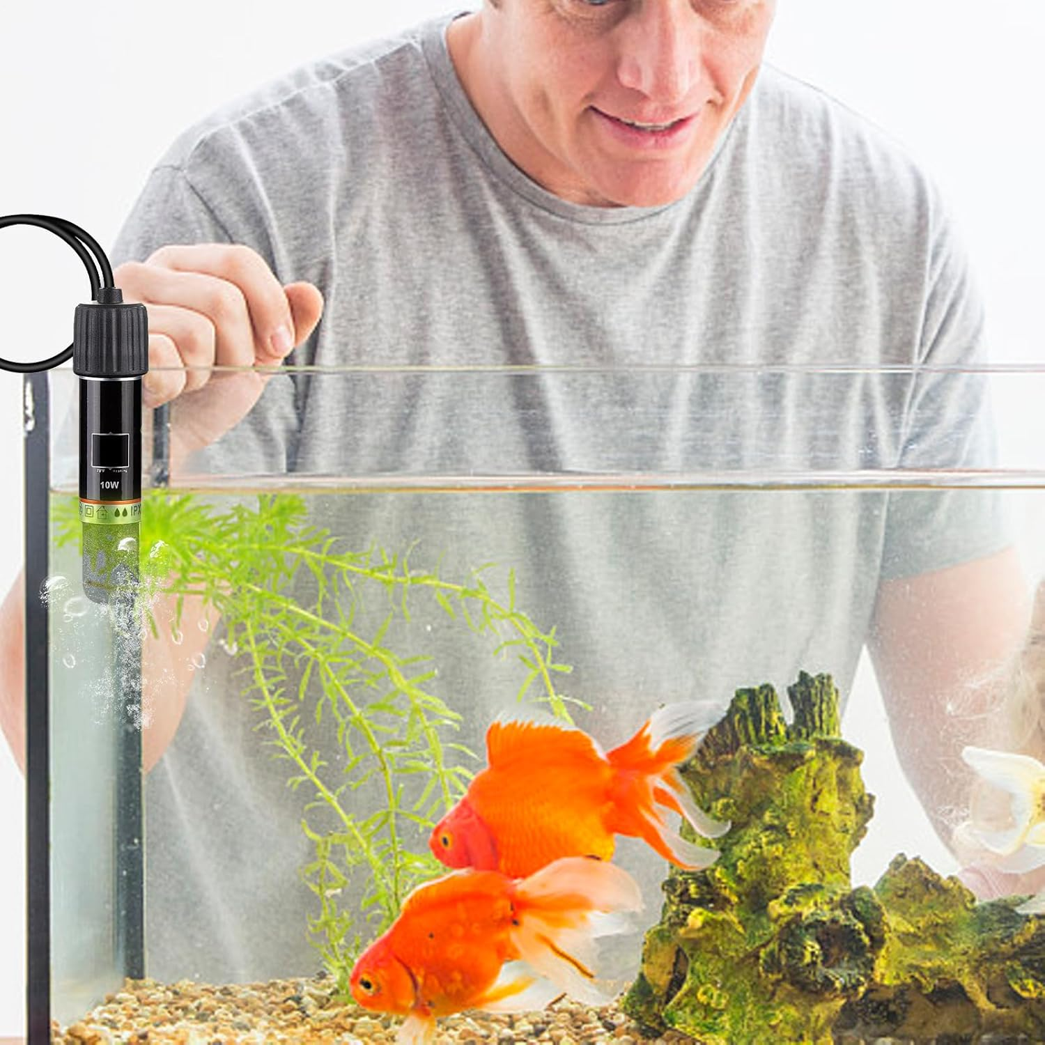 Aquarium Heater, Aquarium Submersible Betta Heater, 10W Heating Rod Submersible Small Warmer for Outdoor Pet Crab Freshwater Turtle Home Aquatic Life Saltwater