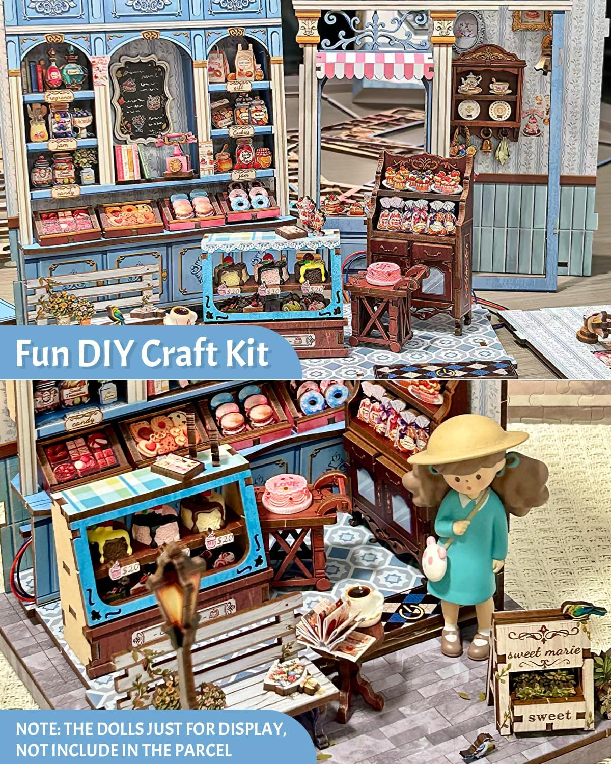 CUTEBEE Book Nook Kit - DIY Miniature House Dollhouse Kit for Adults and Teens, Booknook Tiny House Bookshelf Decor 3D Wooden Puzzle for Family, Friends (Sweet Marie) image number 6